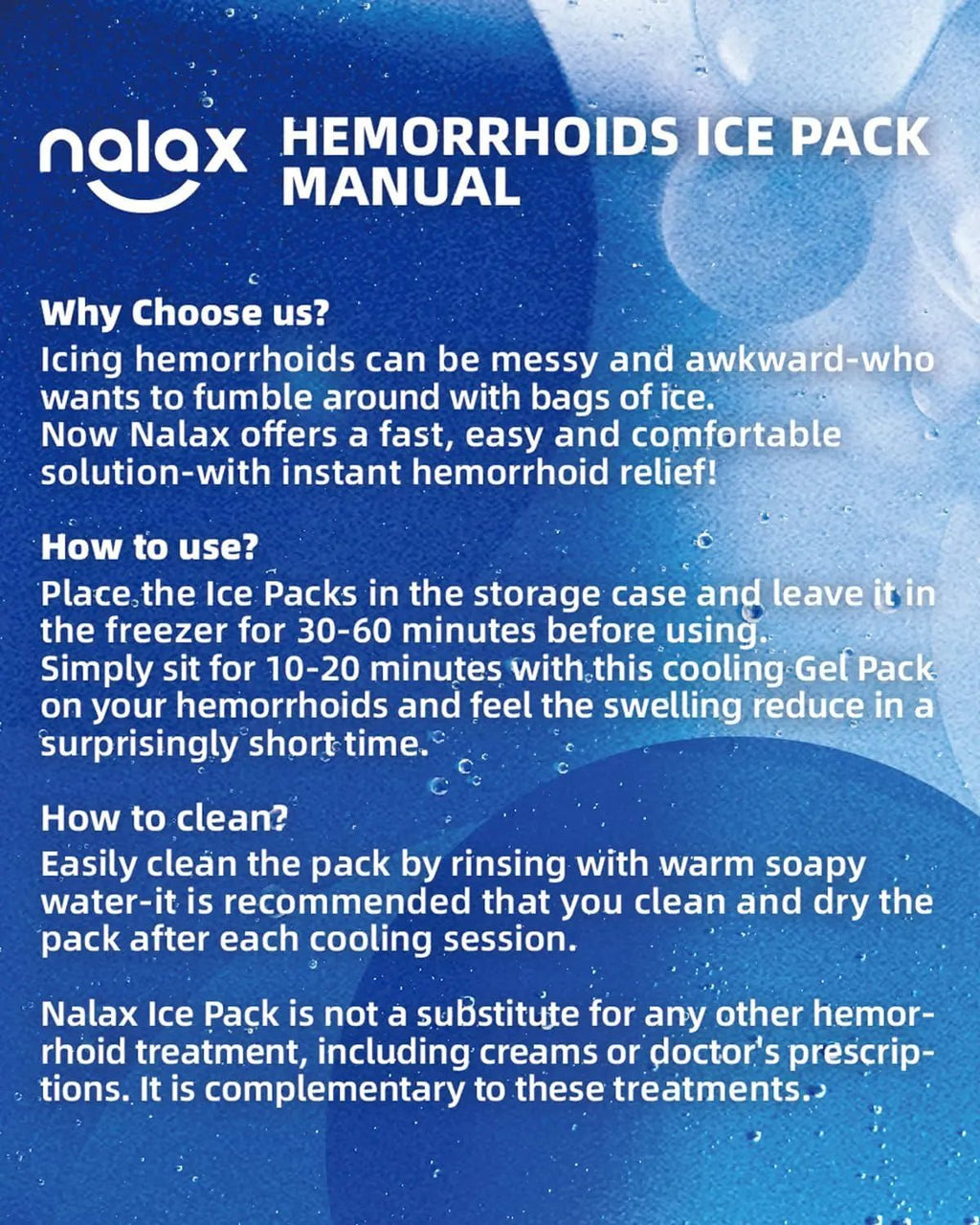 nalax Hemorrhoid Treatment Ice Pack for Fast Relief, FSA-HSA Eligible Cooling Gel Pads, Ultra-Soft, No Mess, Home Use for Hemorrhoid Sufferers & New Moms with Hemorrhoids, Includes 2 Storage Cases - TrustMedUSA