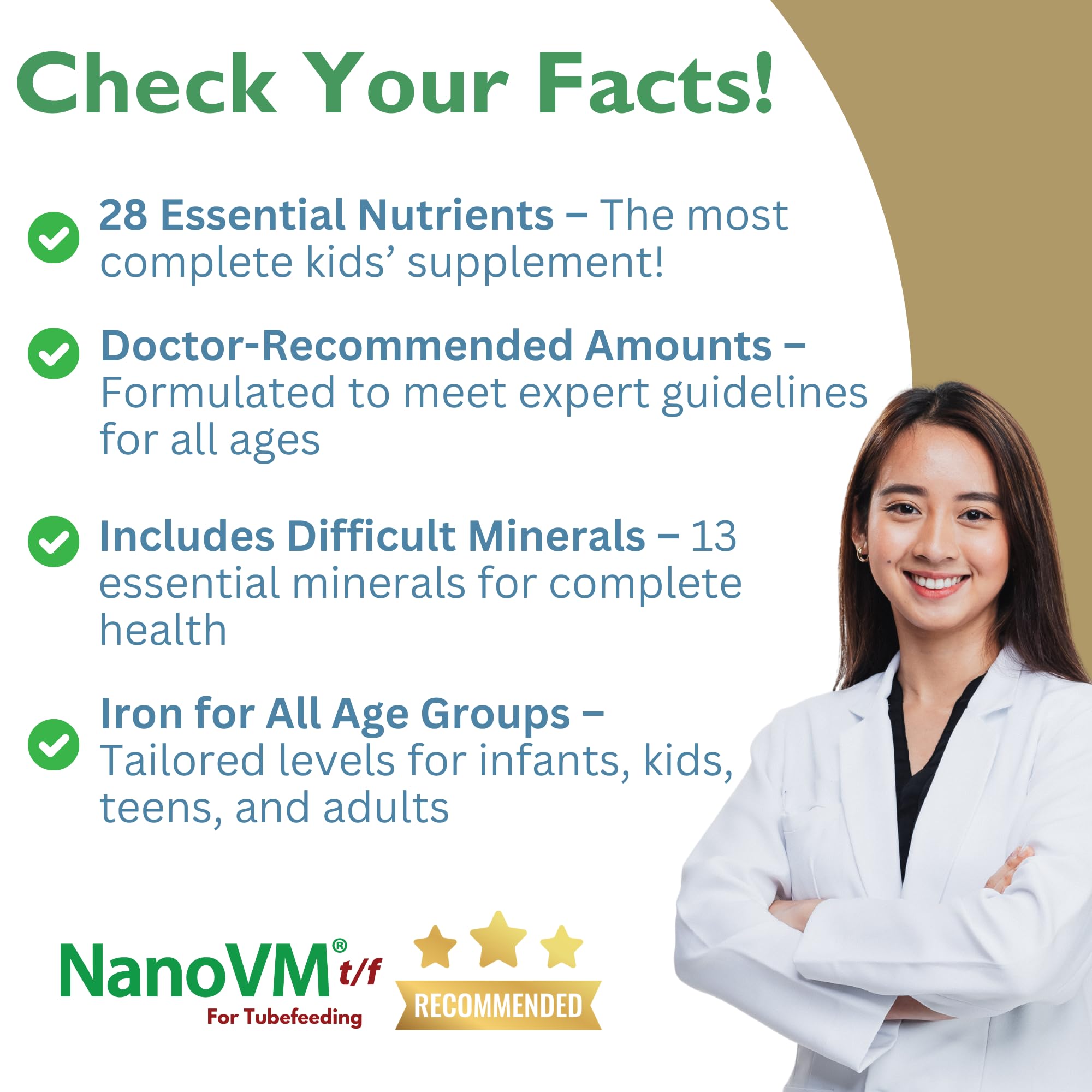 NanoVM t/f, Dietary Supplement for Tube Feeding, Allergen-Free Kids Multivitamin, Unflavored Vitamin Powder with 14 Vitamins & 13 Minerals, Low-Carb Kids Vitamins, 275g - Solace Nutrition - TrustMedUSA