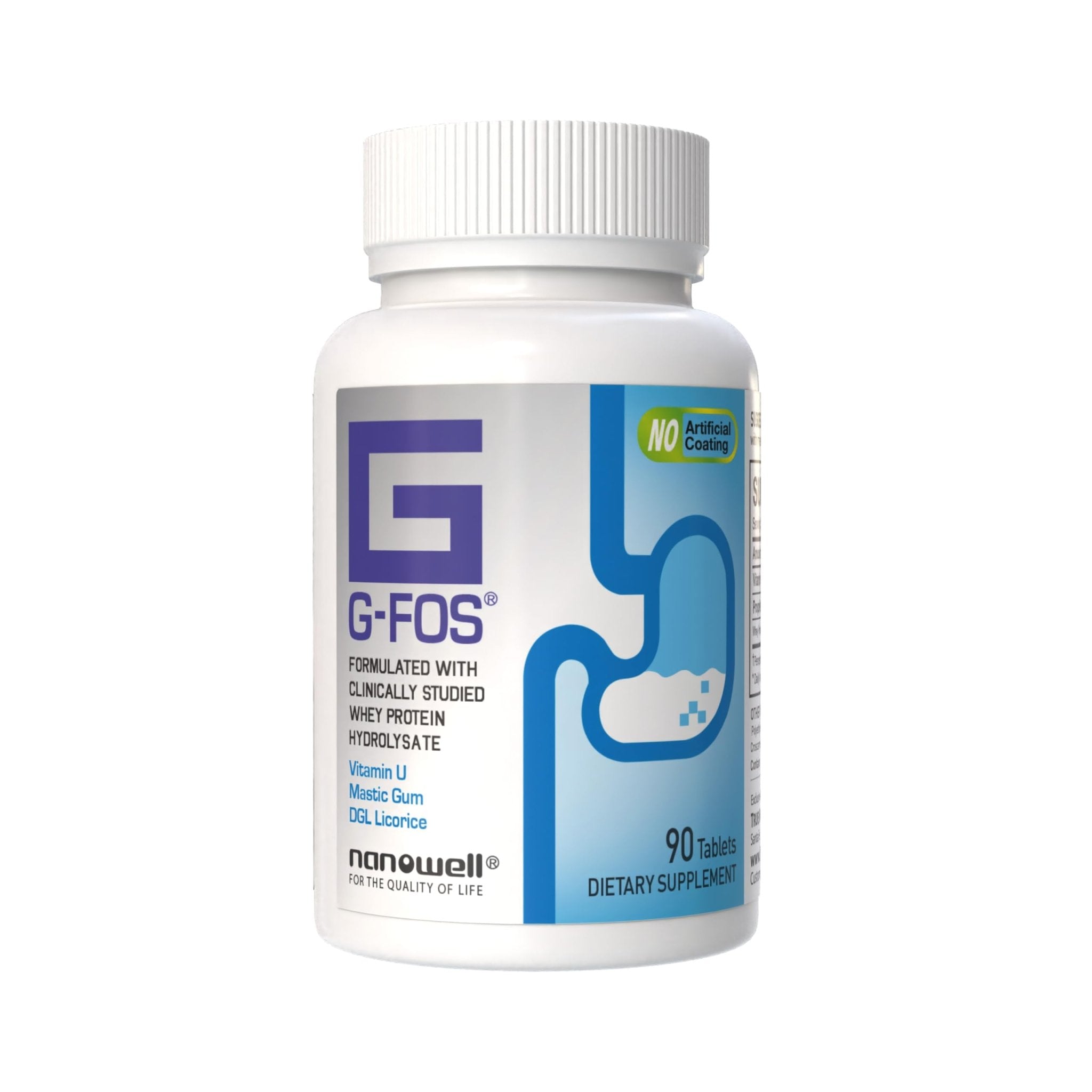NANOWELL G-FOS Digestive Health Supplement, Vitamin U - 90 Tablets X 2 Bottles for 2 Months (180 Count) - TrustMedUSA