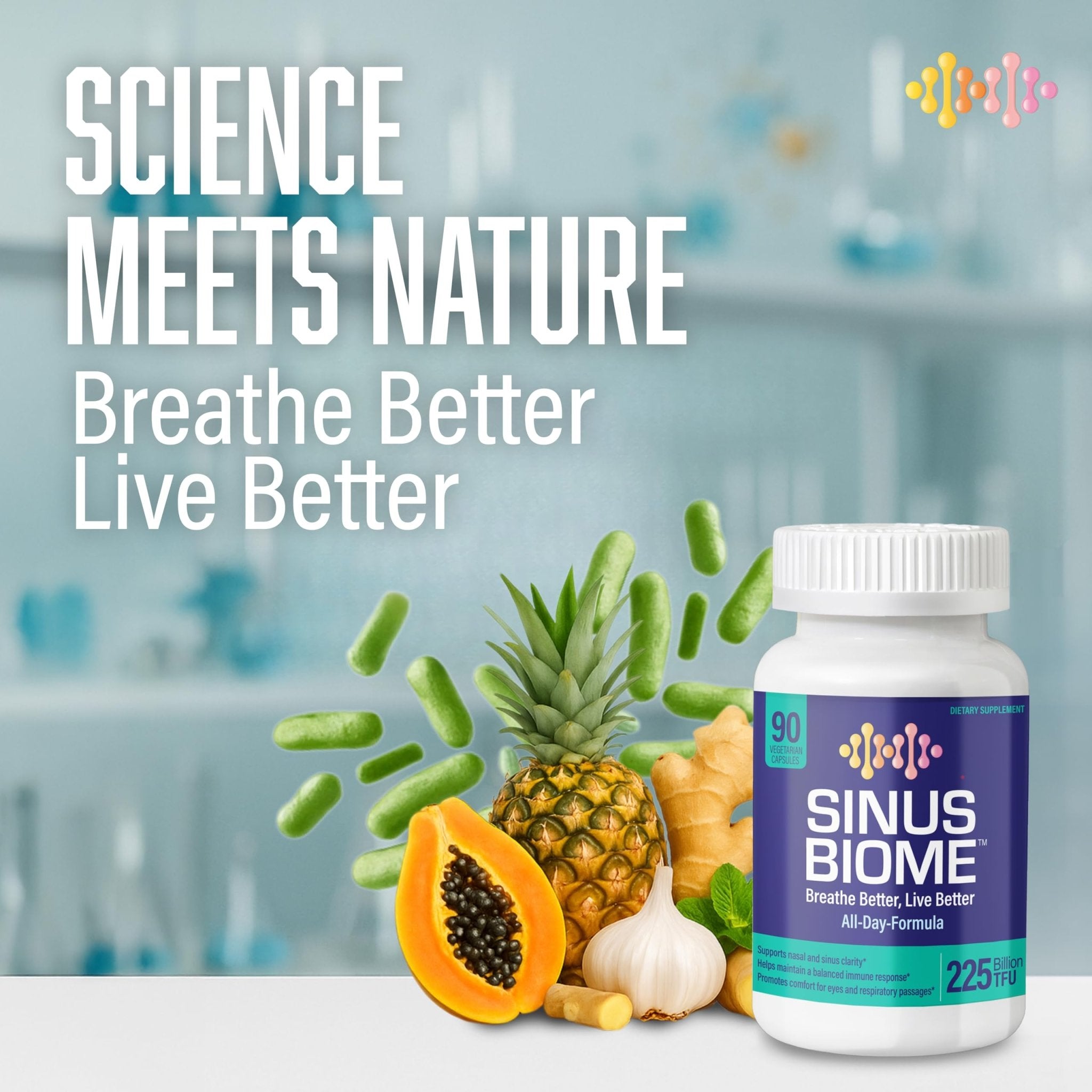 NANOWELL Sinus Biome All-Day Formula Dietary Supplement, 90 Vegetarian Capsules, 225 Billion TFU for Nasal, Sinus, Respiratory Support - TrustMedUSA