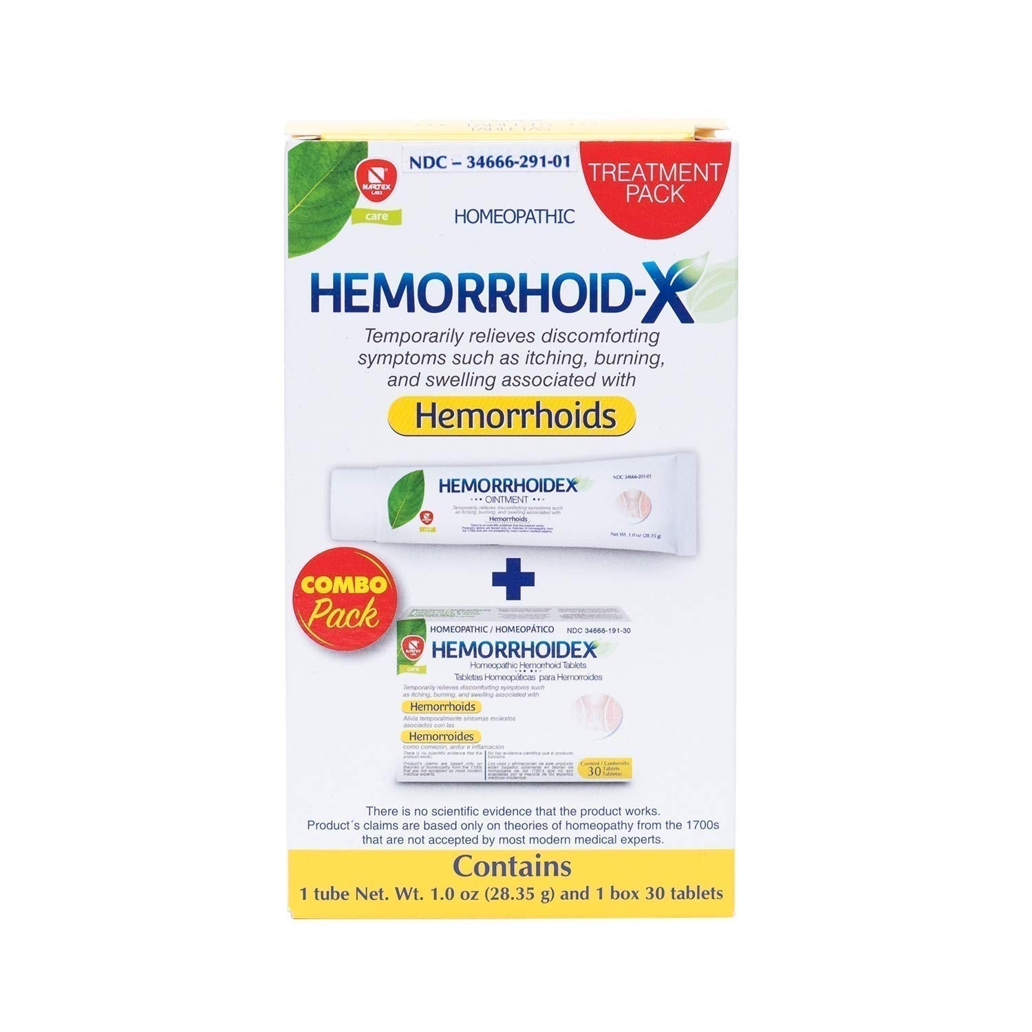Nartex Hemorrhoid X Treatment Combo Pack 1 Tube & 30 Tablets - TrustMedUSA