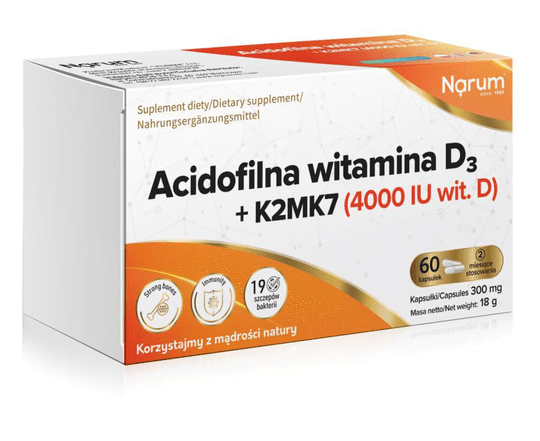 NARUM Acidophilic vitamin D3 + K2Mk7 (4,000 IU vit. D) 300mg 60 Caps - TrustMedUSA