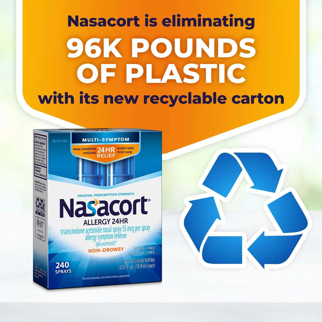Nasacort 24HR Allergy Nasal Spray for Adults, Non-drowsy & Alcohol Free, 150 Spray Pack - Maple Wellness Supplements