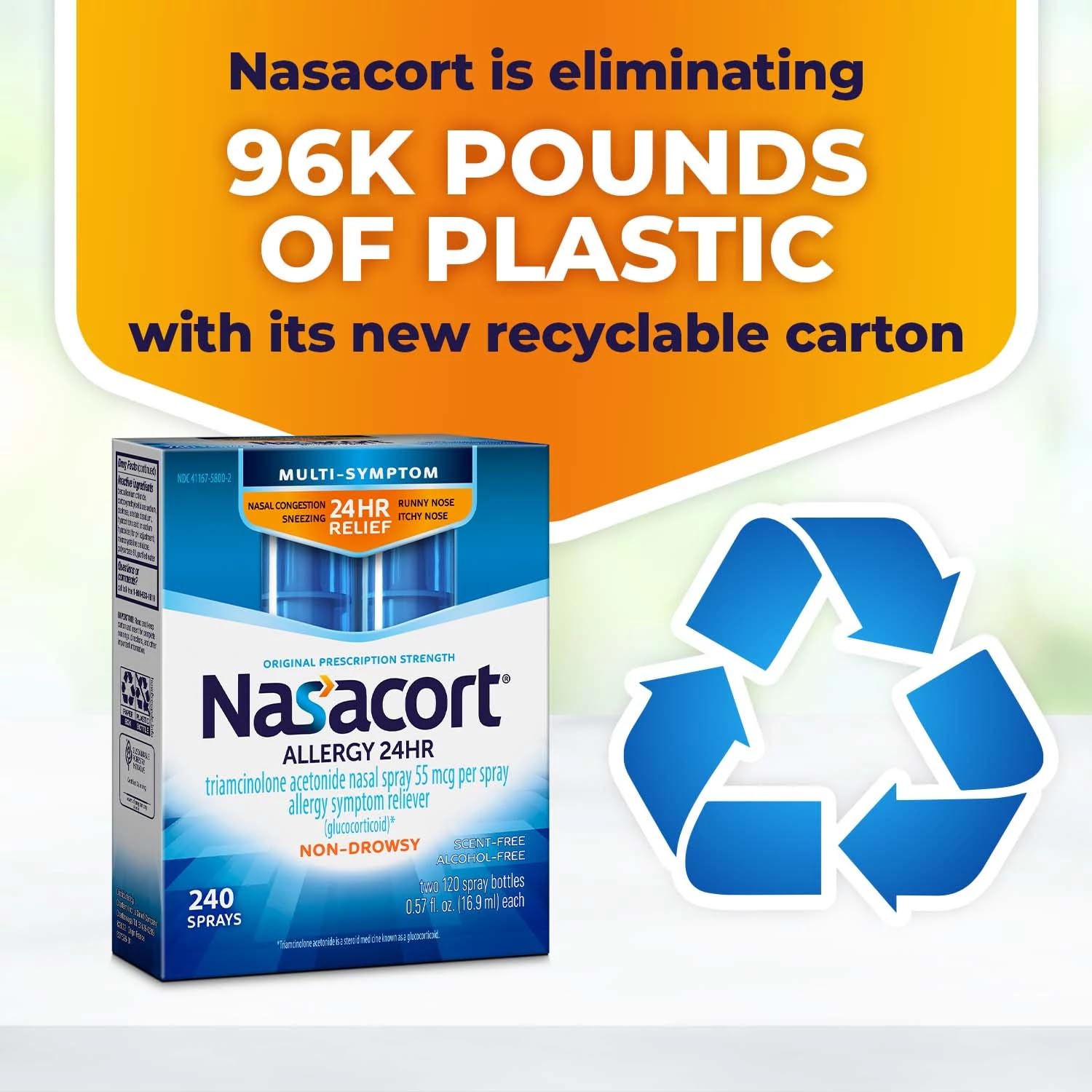 Nasacort 24HR Allergy Nasal Spray for Adults, Non-drowsy & Alcohol Free, 150 Spray Pack - Maple Wellness Supplements
