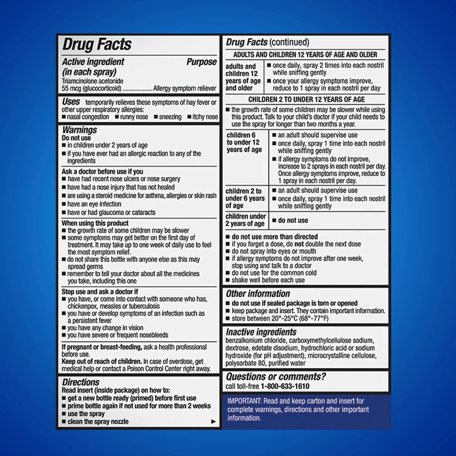 Nasacort 24HR Allergy Nasal Spray for Adults, Non-drowsy & Alcohol Free, 150 Spray Pack - Maple Wellness Supplements