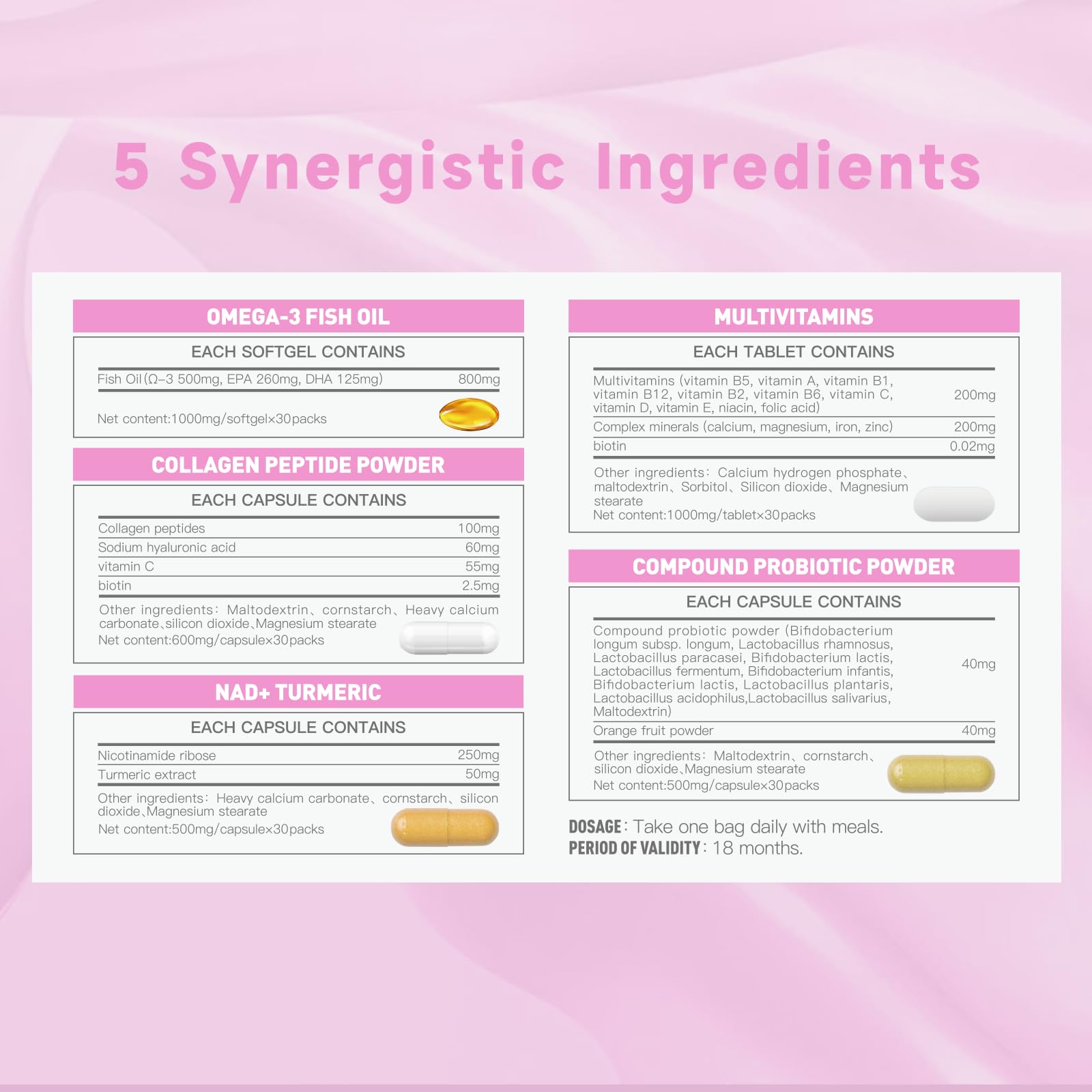 Natener 6 in 1 Women Vaginal Probiotics, 80B CFU Lactobacillus + 800mg Omega-3 + 250mg NAD+ + 179.5mg Vitamin C Promote Healthy Vaginal Odor & Vaginal Flora - TrustMedUSA
