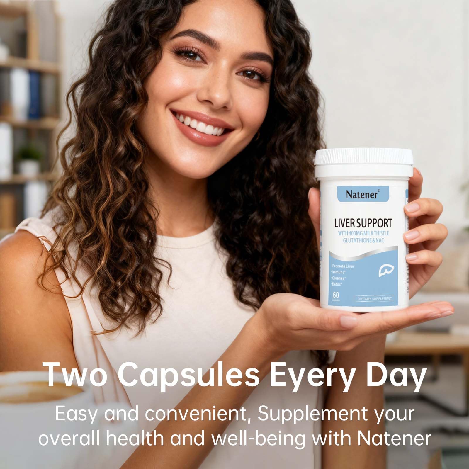 Natener Liver Support with 200mg Milk Thistle, 100mg Glutathione, 100mg NAC, 150mg Tumeric, Dandelion, Artichoke, Liver Cleanse Detox & Repair, Supports Energy*, Immunity & Liver Health*, 60 caps - Maple Wellness Supplements