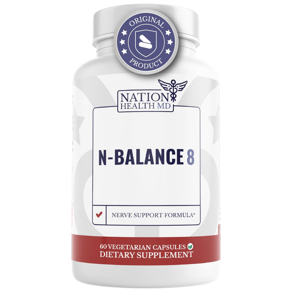 NATION HEALTH MD N-Balance 8 - Nerve Support Formula - Nerve Support Supplement with Alpha Lipoic Acid, Benfotiamine and ALA - Nerve Health Supplements for Men & Women, 120 Capsules - TrustMedUSA