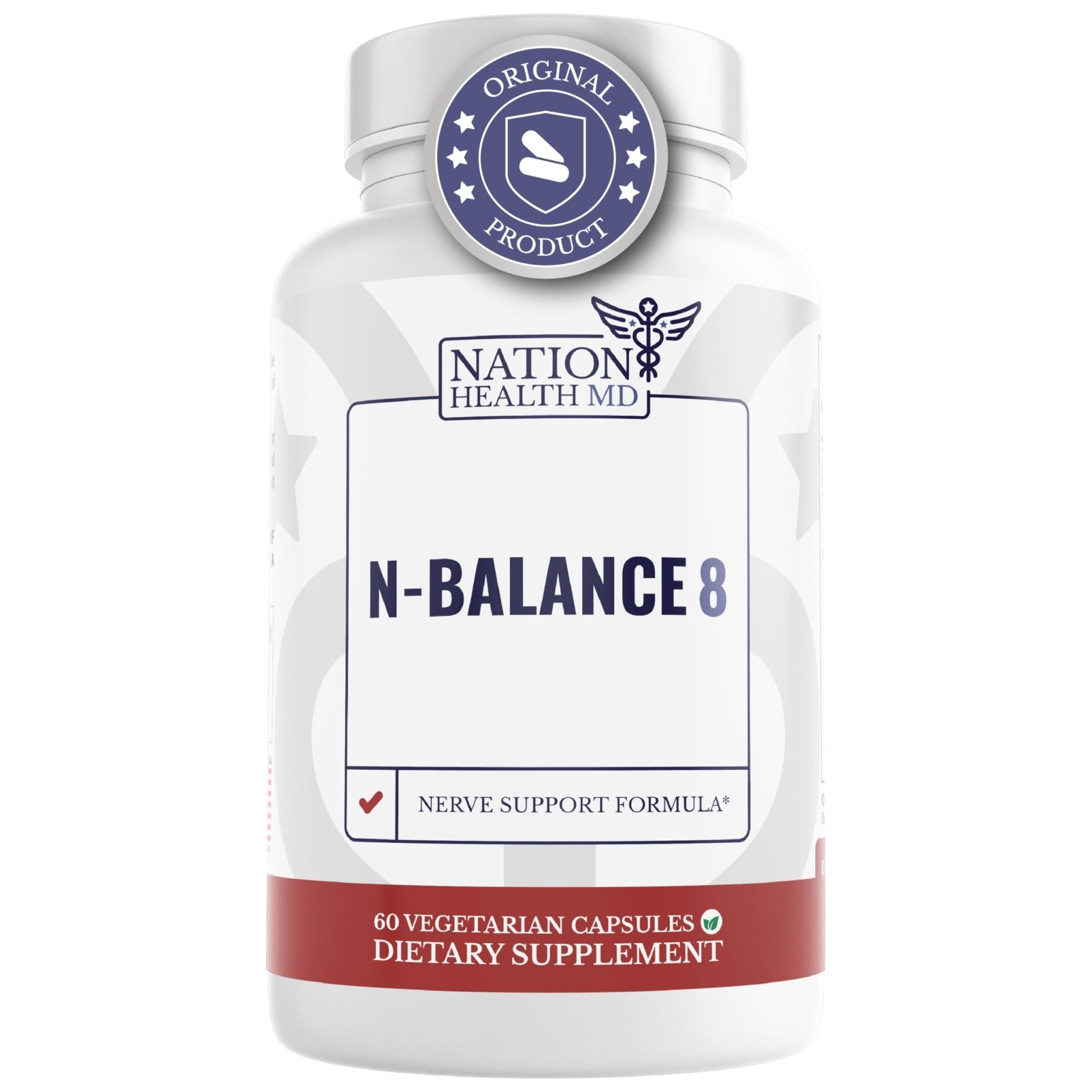 NATION HEALTH MD N-Balance 8 - Nerve Support Formula - Nerve Support Supplement with Alpha Lipoic Acid, Benfotiamine and ALA - Nerve Health Supplements for Men & Women, 120 Capsules - TrustMedUSA