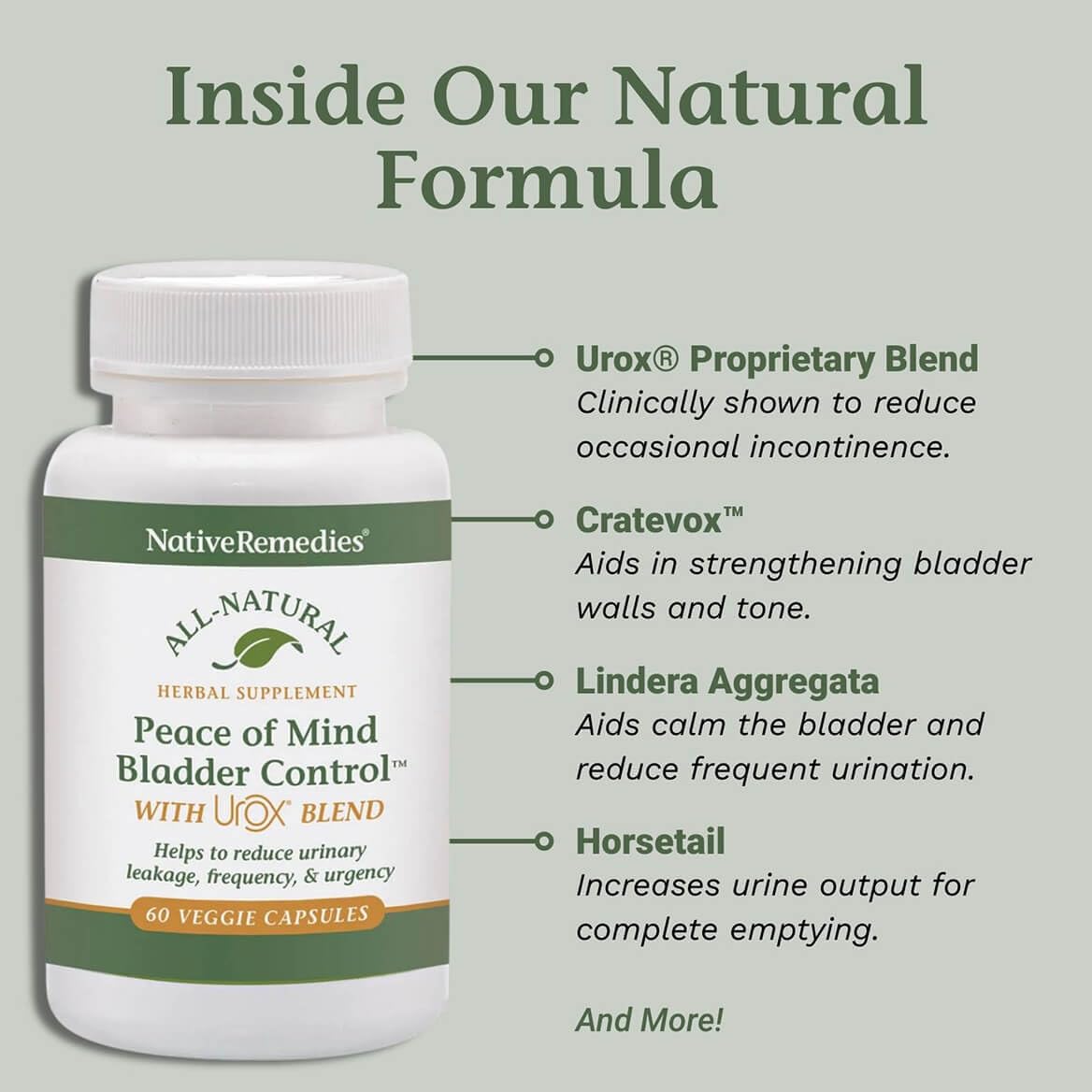Native Remedies Bladder Control Supplements - Peace of Mind with Urox - Bladder Support for Women & Men, for Overactive Bladders Health - Reduce Nighttime Urination - Non-GMO Vegan Capsules (60 Count) - TrustMedUSA