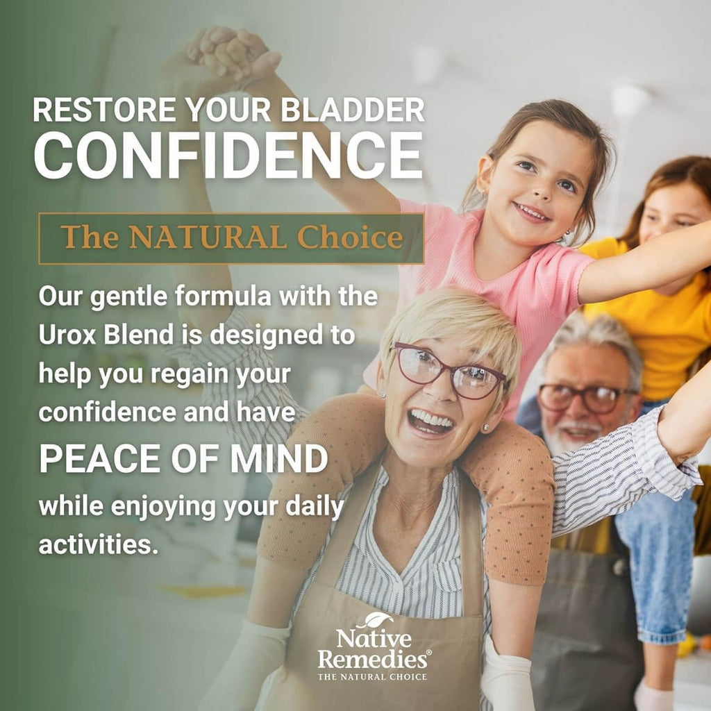 Native Remedies Bladder Control Supplements - Peace of Mind with Urox - Bladder Support for Women & Men, for Overactive Bladders Health - Reduce Nighttime Urination - Non-GMO Vegan Capsules (60 Count) - TrustMedUSA