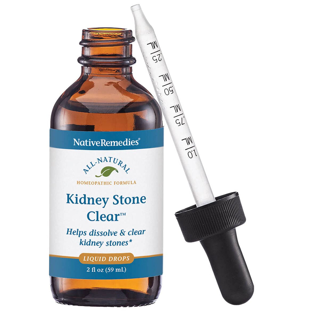 Native Remedies Kidney Stone Clear - Natural Homeopathic Formula Temporarily Helps Dissolve and Clear Kidney Stones - Relieves Pain, Nausea and Vomiting - 59 mL - TrustMedUSA