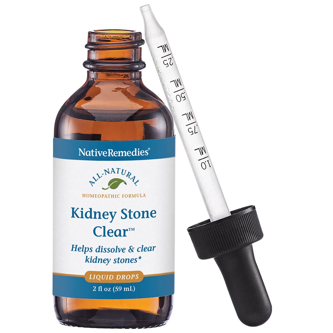 Native Remedies Kidney Stone Clear - Natural Homeopathic Formula Temporarily Helps Dissolve and Clear Kidney Stones - Relieves Pain, Nausea and Vomiting - 59 mL - TrustMedUSA
