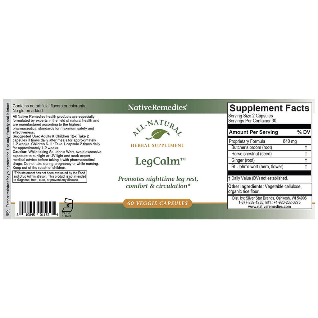 Native Remedies Leg Calm for Rested Legs and Limb Comfort at Night, 60 Veggie Caps - TrustMedUSA
