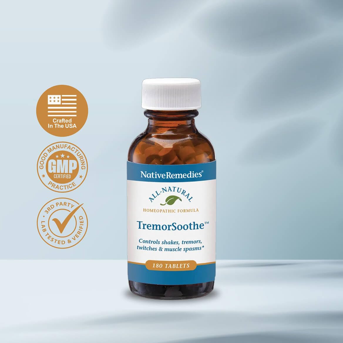 Native Remedies TremorSoothe - Natural Homeopathic Formula to Temporarily Control Shakes, Tremors, Muscle Spasms and Twitches -180 Tablets - TrustMedUSA