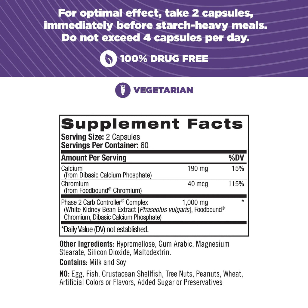 Natrol Carb Intercept Capsules with White Kidney Bean Extract - Controls Carbs, Metabolize - TrustMedUSA