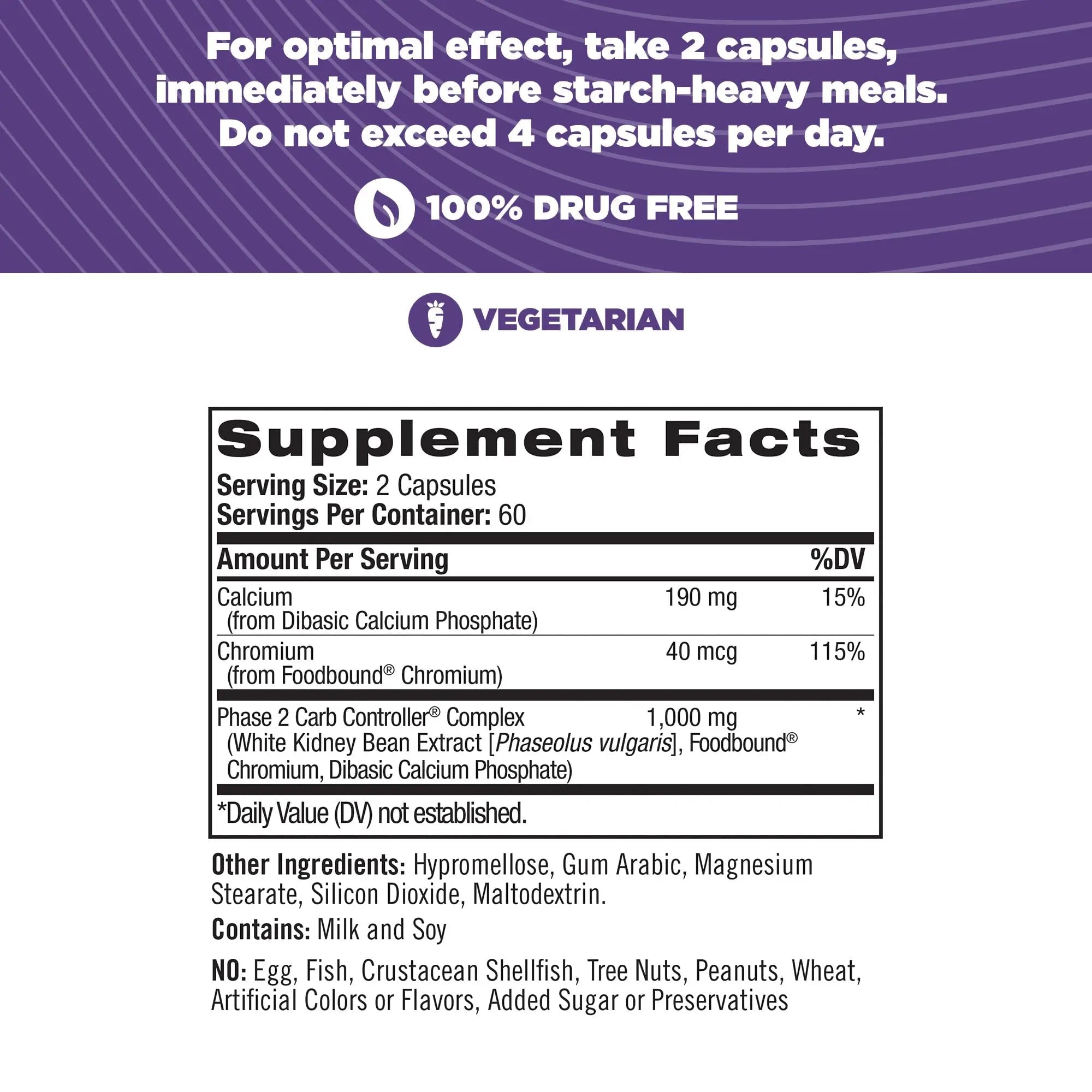 Natrol Carb Intercept Capsules with White Kidney Bean Extract - Controls Carbs, Metabolize - TrustMedUSA
