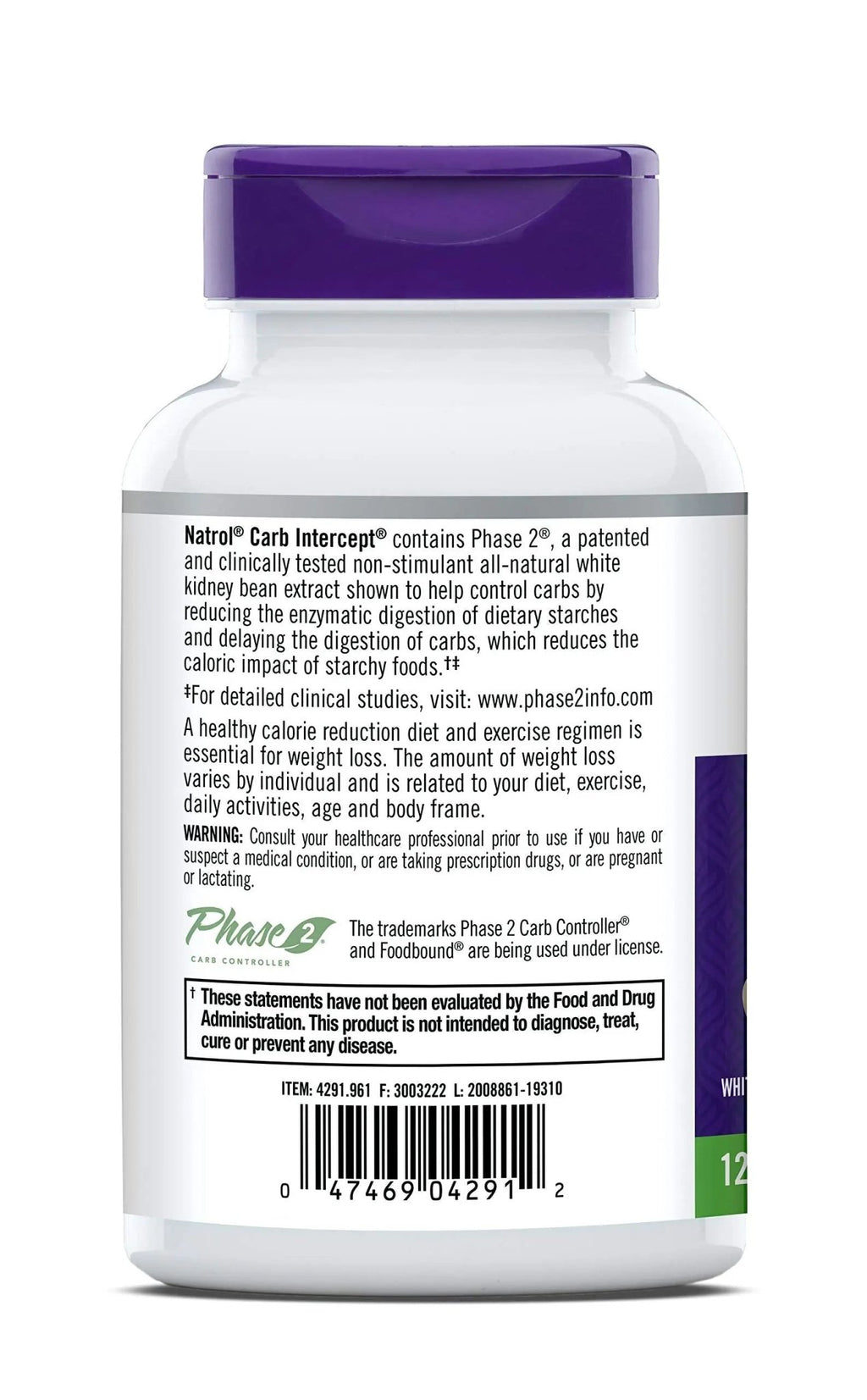 Natrol Carb Intercept Capsules with White Kidney Bean Extract - Controls Carbs, Metabolize - TrustMedUSA