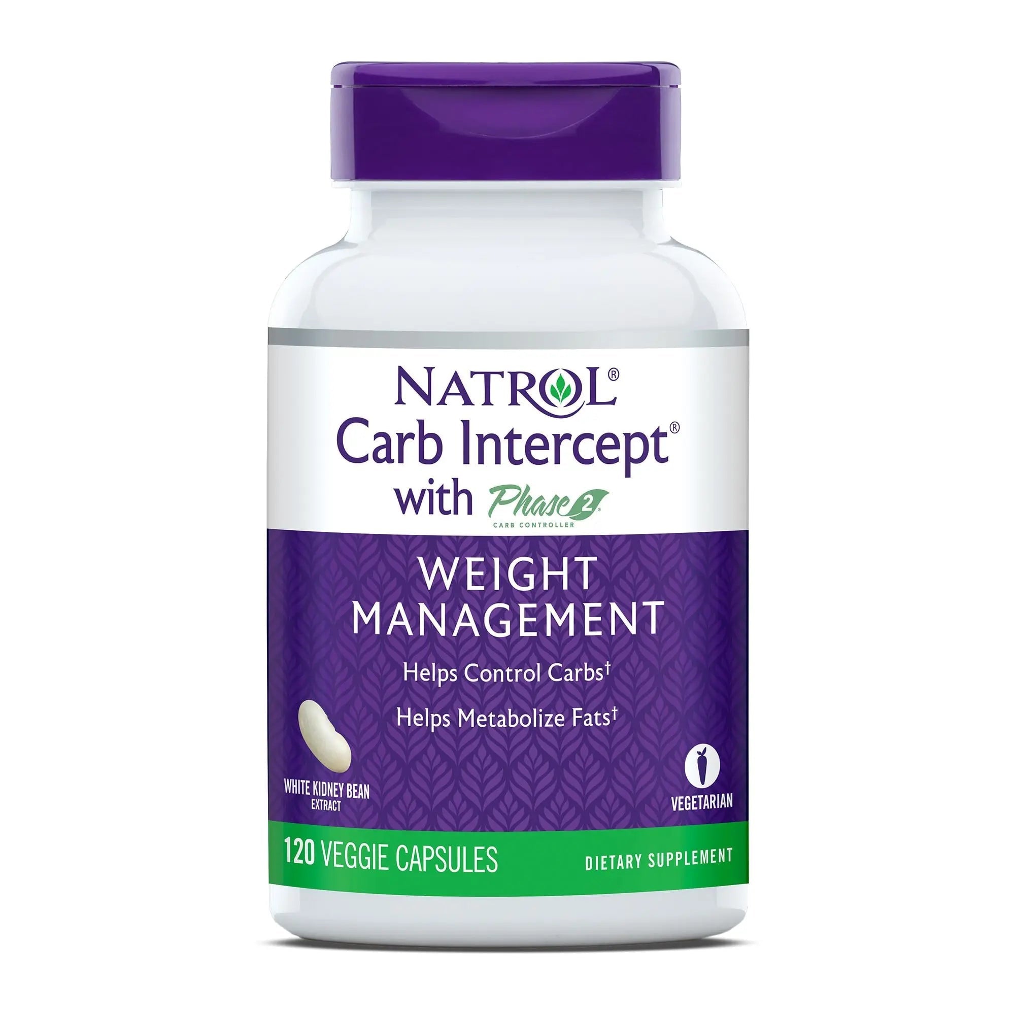 Natrol Carb Intercept Capsules with White Kidney Bean Extract - Controls Carbs, Metabolize - TrustMedUSA