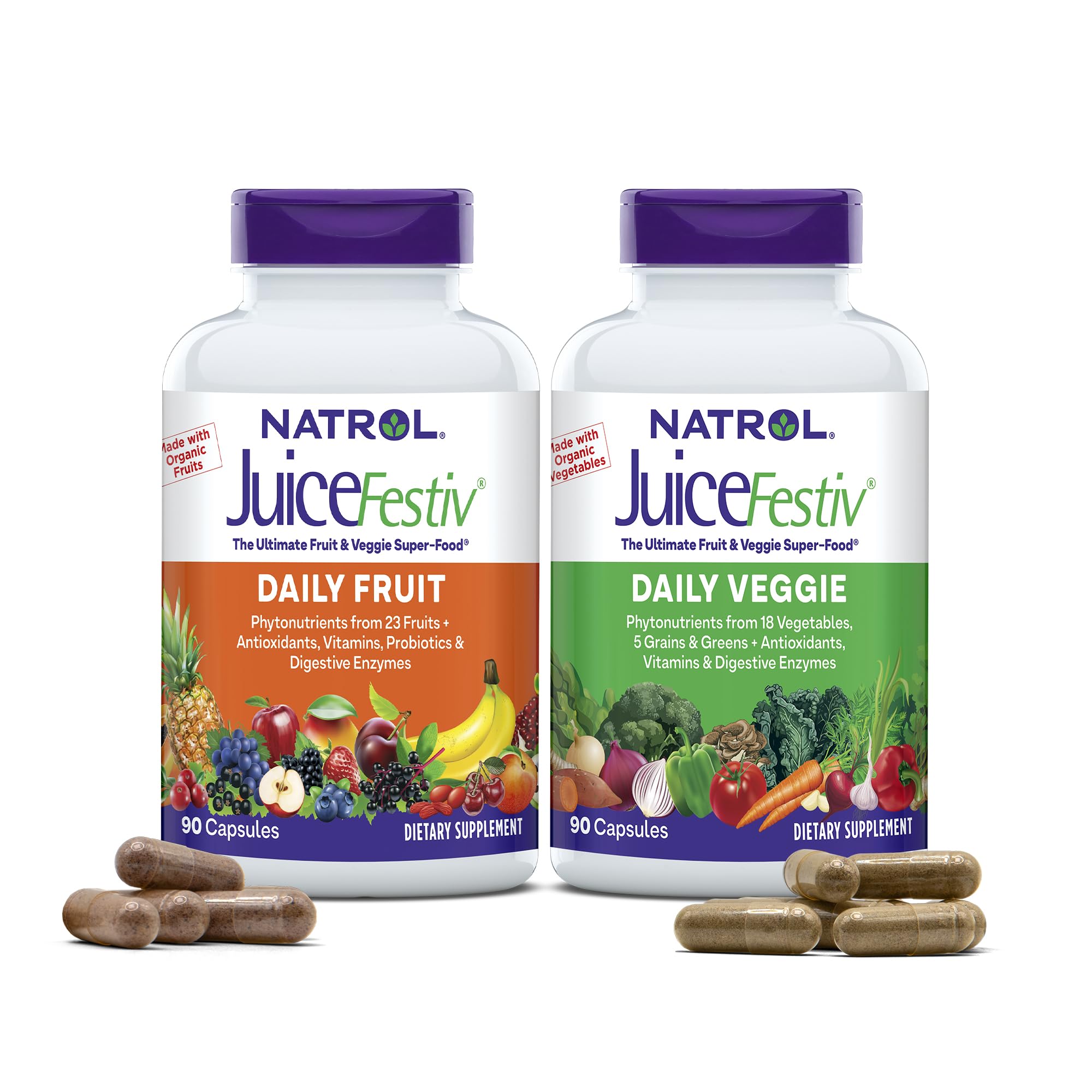 Natrol JuiceFestiv, Vitamins and Supplements for Nutrition & Well-Being, Antioxidants for Cellular Health, 90 Capsules (2-Count), Up to a 45 Day Supply - Maple Wellness Supplements