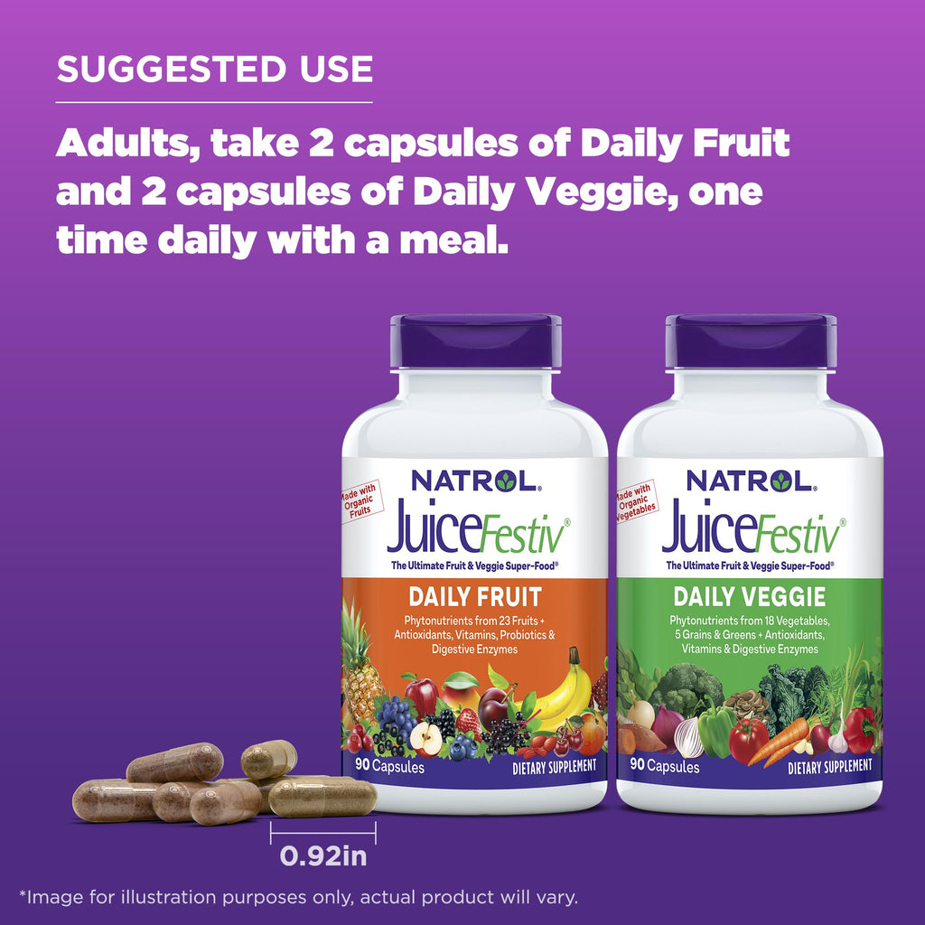 Natrol JuiceFestiv, Vitamins and Supplements for Nutrition & Well-Being, Antioxidants for Cellular Health, 90 Capsules (2-Count), Up to a 45 Day Supply - Maple Wellness Supplements