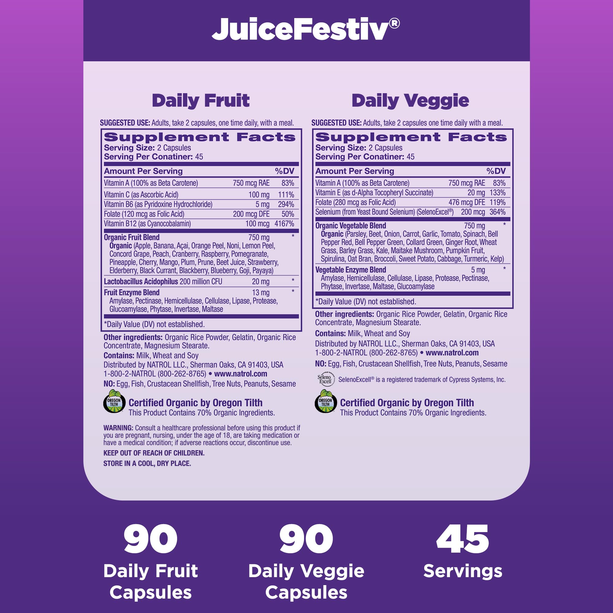 Natrol JuiceFestiv, Vitamins and Supplements for Nutrition & Well-Being, Antioxidants for Cellular Health, 90 Capsules - TrustMedUSA
