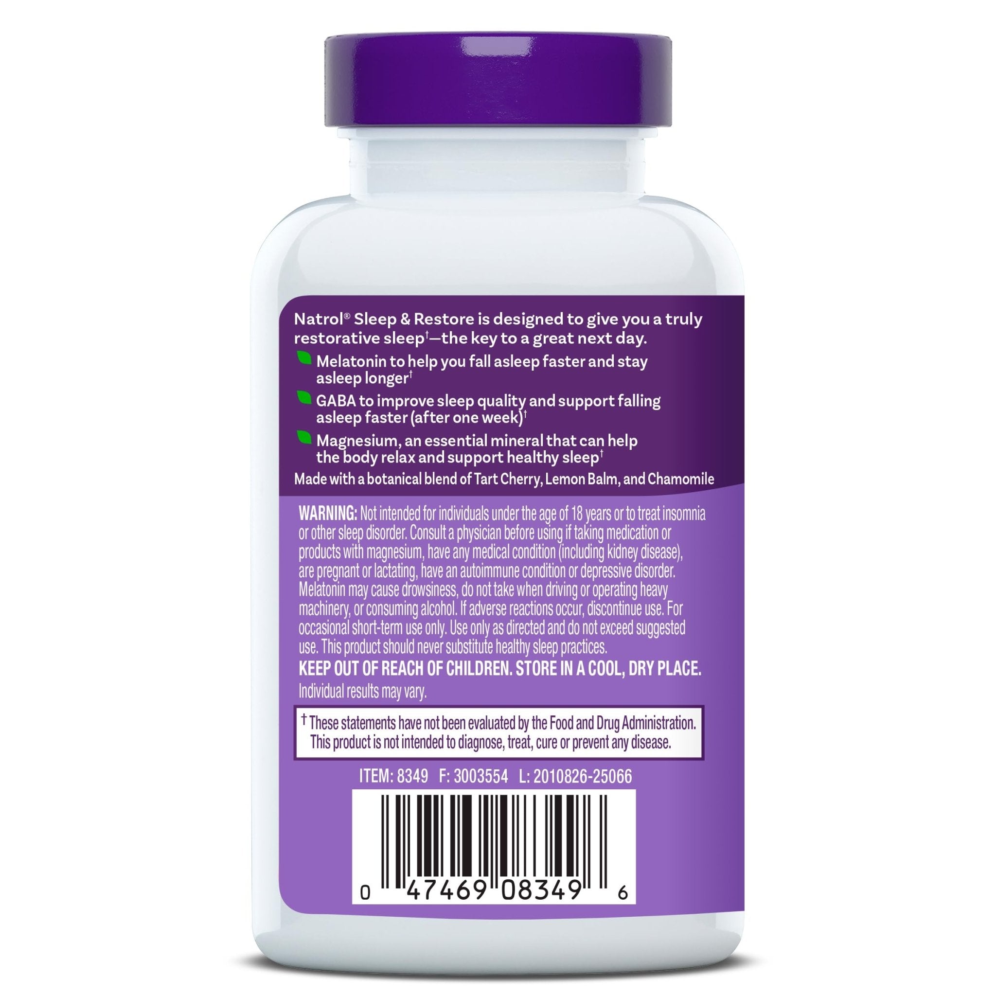 Natrol Sleep & Restore Capsules - Calm Magnesium Glycinate, Magnesium Sleep Aid with GABA, Melatonin 5mg, Botanical Blend, 30 Day Supply - TrustMedUSA