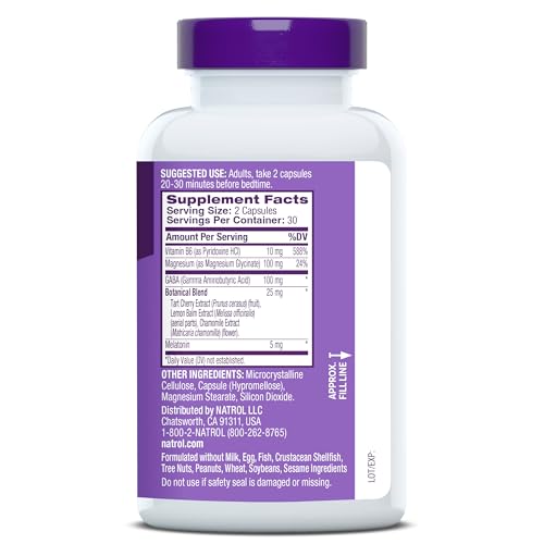 Natrol Sleep & Restore Capsules - Calm Magnesium Glycinate, Magnesium Sleep Aid with GABA, Melatonin 5mg, Botanical Blend, 30 Day Supply - TrustMedUSA