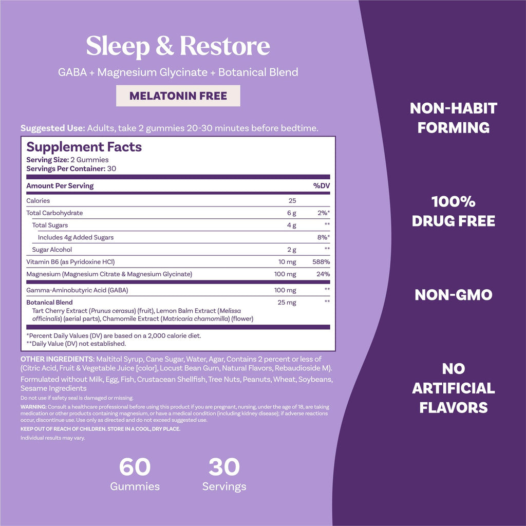 Natrol Sleep & Restore Magnesium Glycinate Blend Gummies, Magnesium for Sleep Aids for Adults, Melatonin-Free, Cherry Flavored, 30 Day Supply - TrustMedUSA