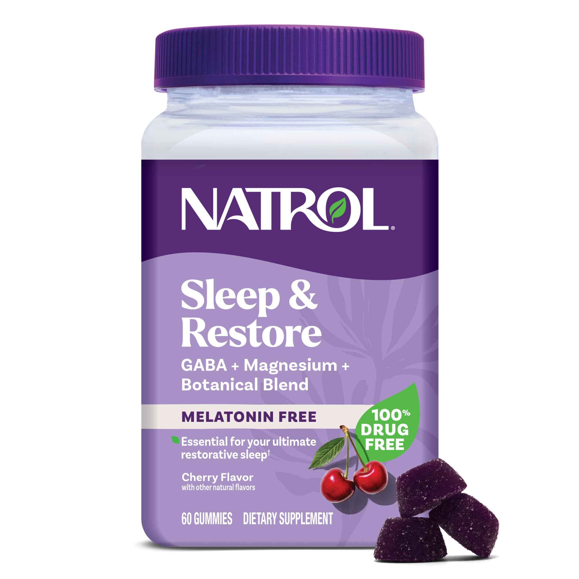 Natrol Sleep & Restore Magnesium Glycinate Blend Gummies, Magnesium for Sleep Aids for Adults, Melatonin-Free, Cherry Flavored, 30 Day Supply - TrustMedUSA