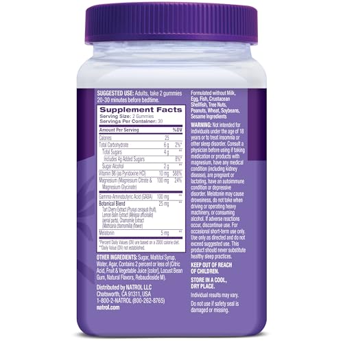 Natrol Sleep + Restore Magnesium Glycinate Blend Gummies with Melatonin 5mg - Calm Magnesium with GABA, Botanical Blend, Cherry Flavor, 60 Gummies - TrustMedUSA