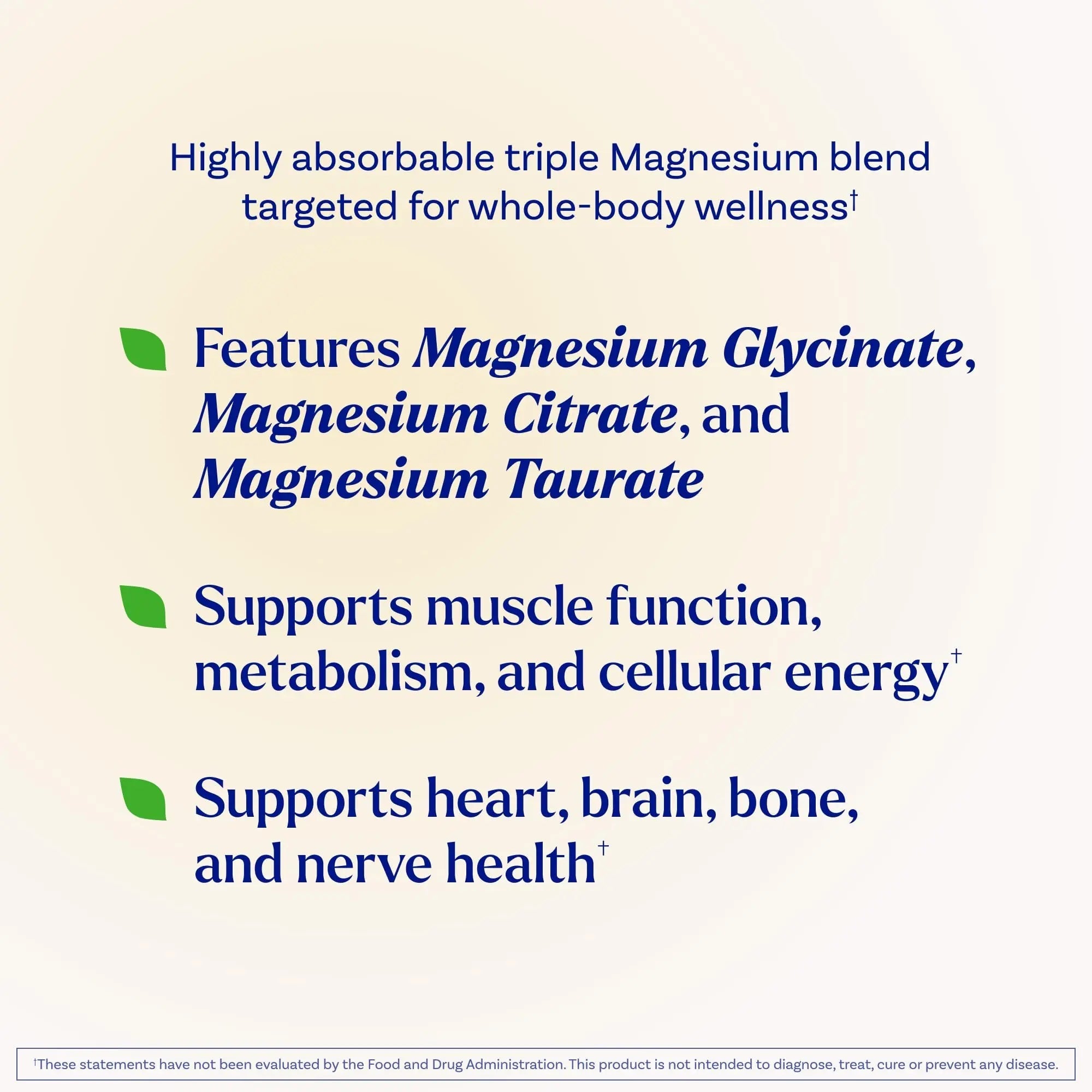 Natrol Triple Magnesium Complex Supplement, Glycinate, Citrate & Taurate 200mg High Absorption, Support Whole Body Wellness, 60 Capsules - TrustMedUSA