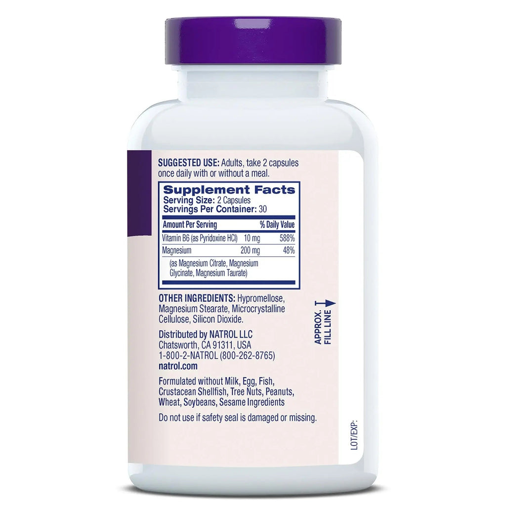 Natrol Triple Magnesium Complex Supplement, Glycinate, Citrate & Taurate 200mg High Absorption, Support Whole Body Wellness, 60 Capsules - TrustMedUSA