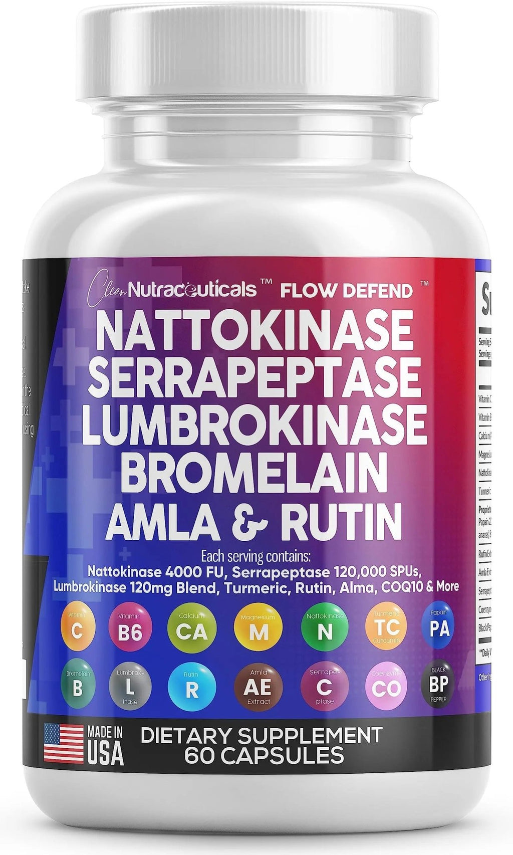 Nattokinase 4000 FU Serrapeptase 120000 SPU Lumbrokinase Enzyme - TrustMedUSA