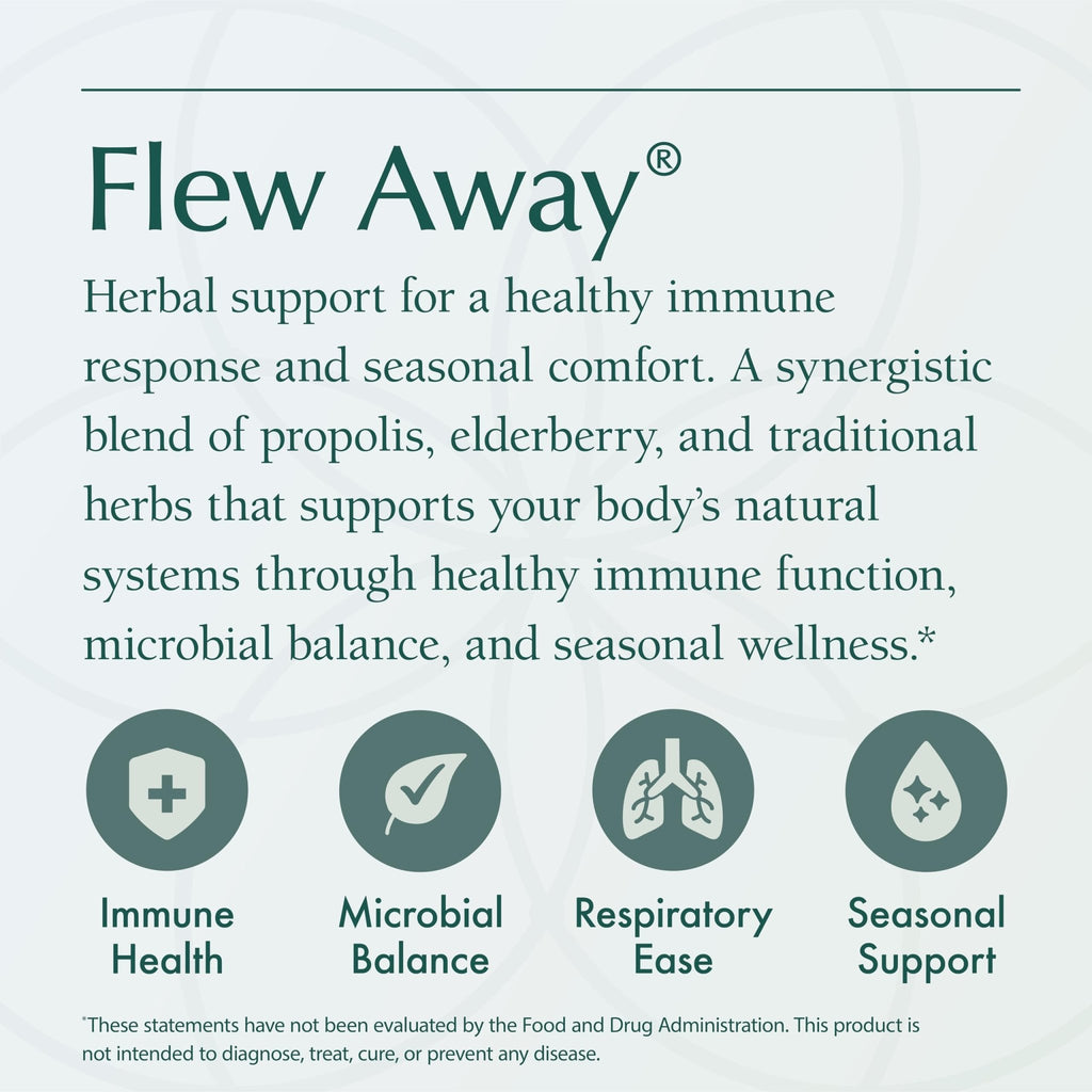 Natura Health Products Flew Away Supplement - Immune System Support & Seasonal Defense - Featuring Ginger, Elderberry, Propolis and Eucalyptus (60 Capsules) - TrustMedUSA