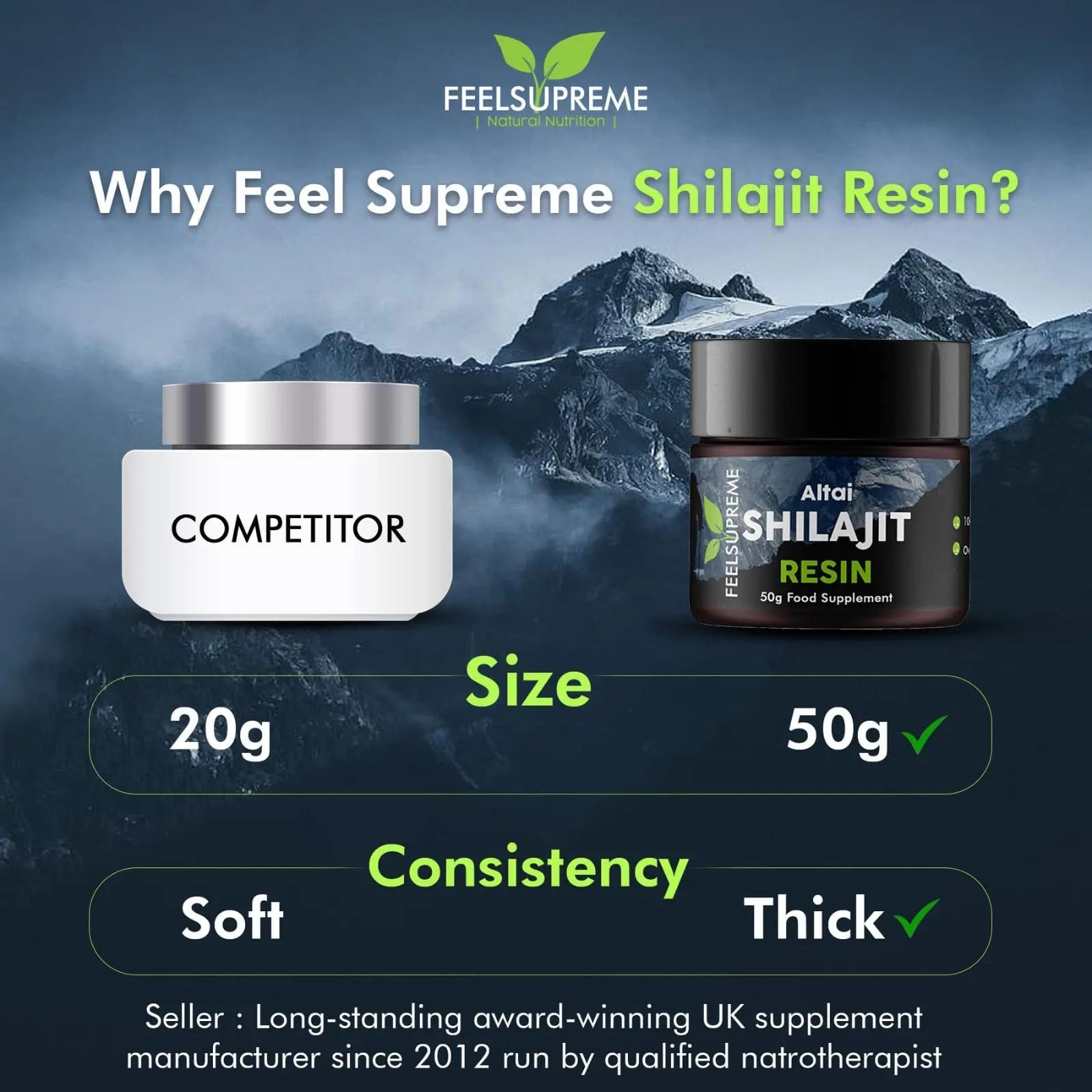 Natural Black Altai Shilajit Resin Large (50g) Pot | 100% Pure Additive Free | 80 Trace - TrustMedUSA