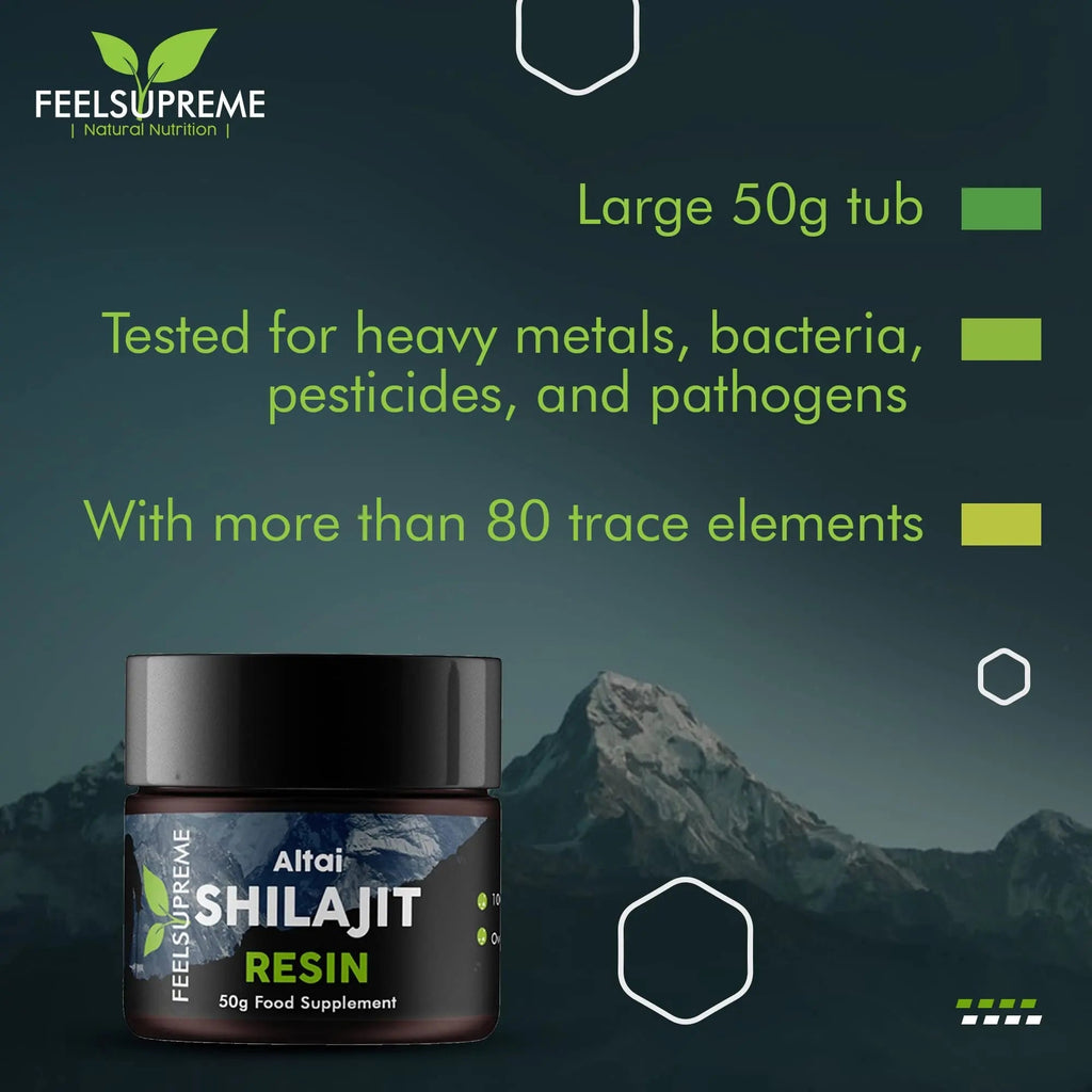 Natural Black Altai Shilajit Resin Large (50g) Pot | 100% Pure Additive Free | 80 Trace - TrustMedUSA
