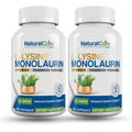 Natural Cure Labs L-Lysine with Monolaurin 600mg 1:1 Ratio, 2 Pack, 200 Capsules - Maple Wellness Supplements