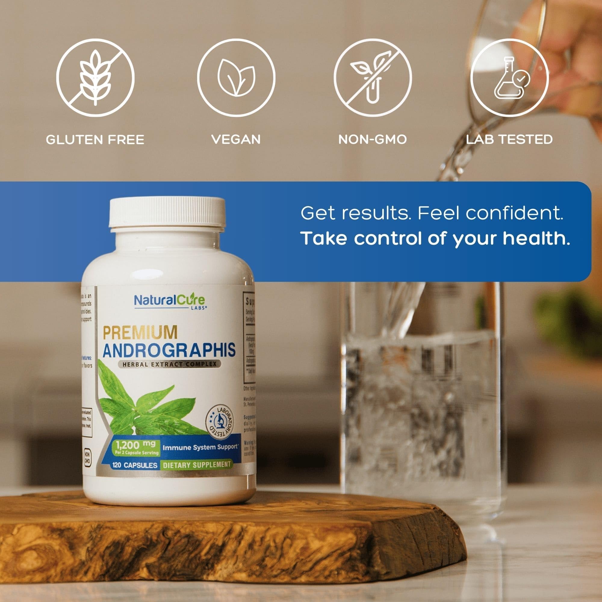 Natural Cure Labs Premium Andrographis Paniculata Extract 1,200mg – 100mg Standardized Andrographolides – Vegan Immune & Digestive Support Capsules – Non-GMO, Gluten-Free, Herbal Dietary Supplement - Maple Wellness Supplements