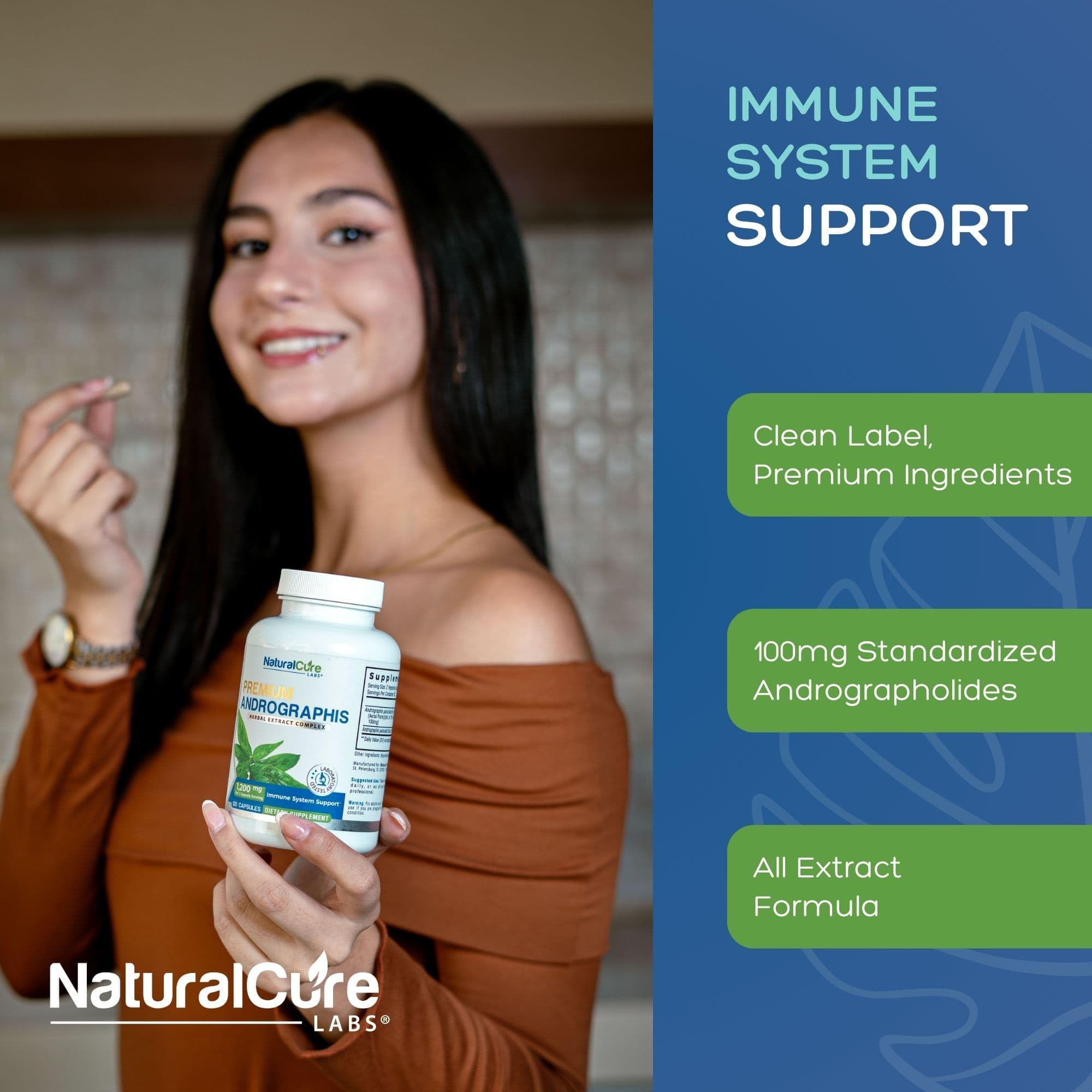 Natural Cure Labs Premium Andrographis Paniculata Extract 1,200mg – 100mg Standardized Andrographolides – Vegan Immune & Digestive Support Capsules – Non-GMO, Gluten-Free, Herbal Dietary Supplement - Maple Wellness Supplements