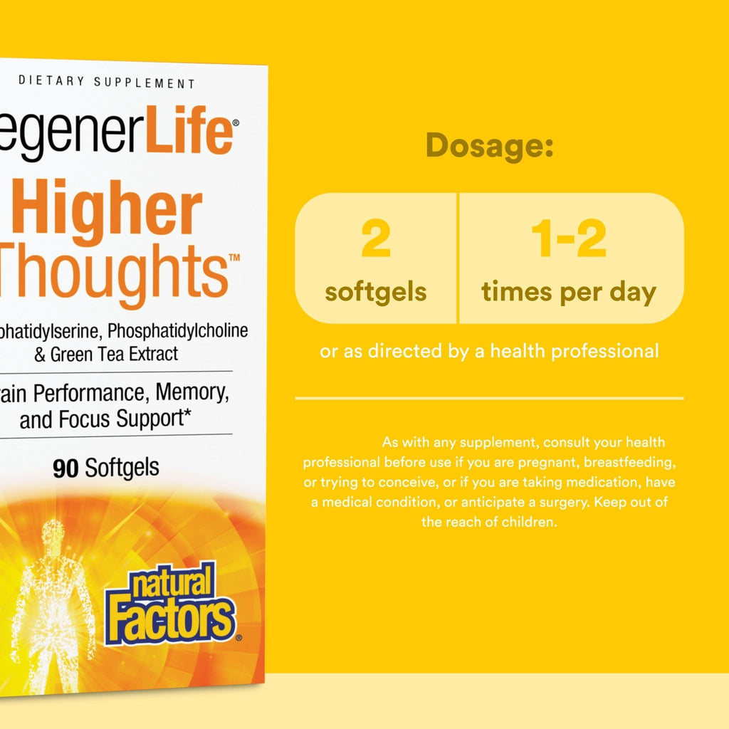 Natural Factors Higher Thoughts - Supports Cognitive & Cardiovascular Health* - Fish Oil, Fatty Acids, EPA, DHA & More - 90 Softgels - TrustMedUSA