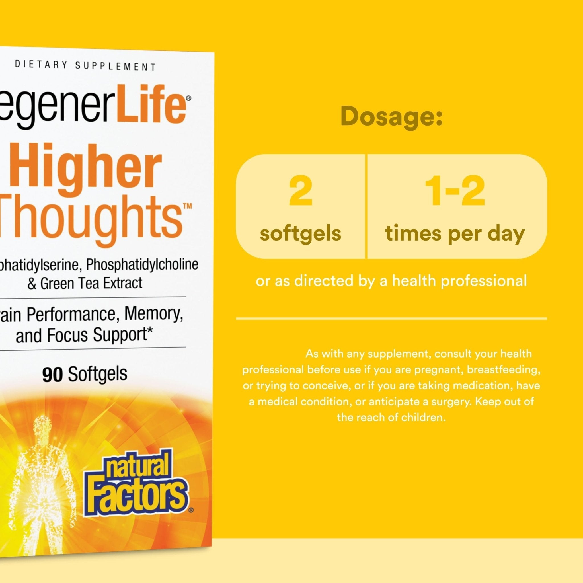 Natural Factors Higher Thoughts - Supports Cognitive & Cardiovascular Health* - Fish Oil, Fatty Acids, EPA, DHA & More - 90 Softgels - TrustMedUSA