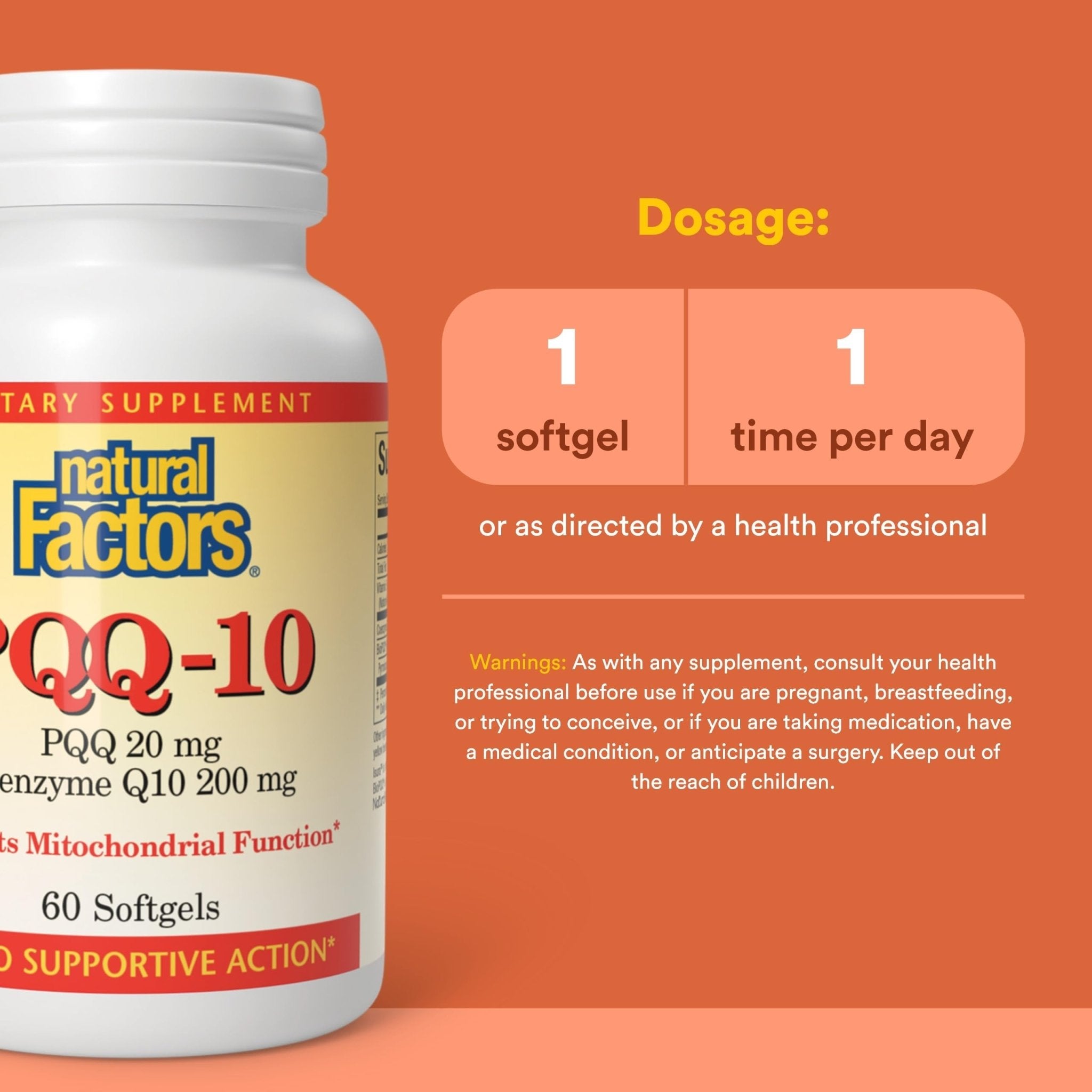 Natural Factors, PQQ-10, Supports Energy and Healthy Aging, Dietary Supplement, 60 softgels (60 servings) - TrustMedUSA