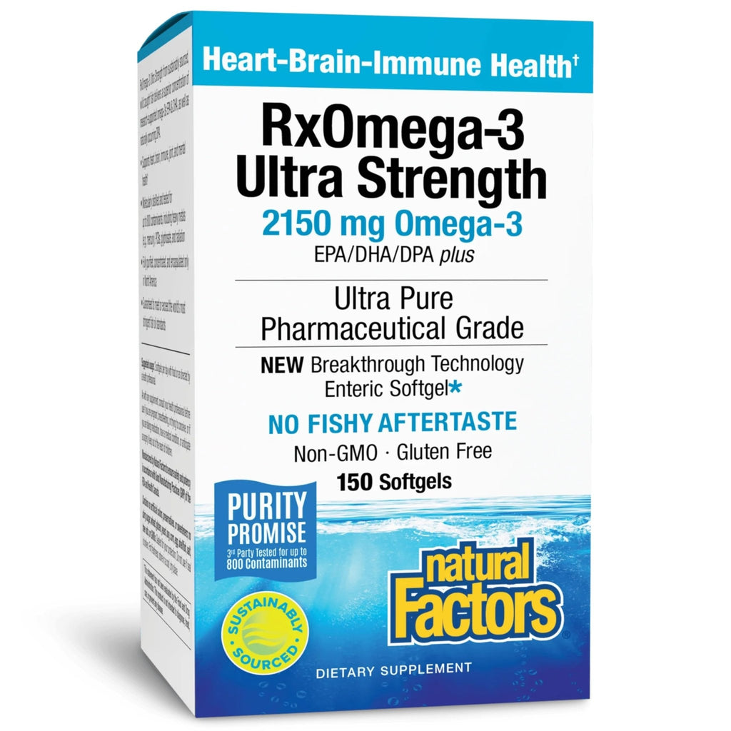 Natural Factors RxOmega-3 Ultra Strength - Brain & Heart Health Support - Eye Health Supplement with EPA & DHA - Supplement with Omega-3 Fatty Acids - 150 Softgels (75 Servings) - TrustMedUSA