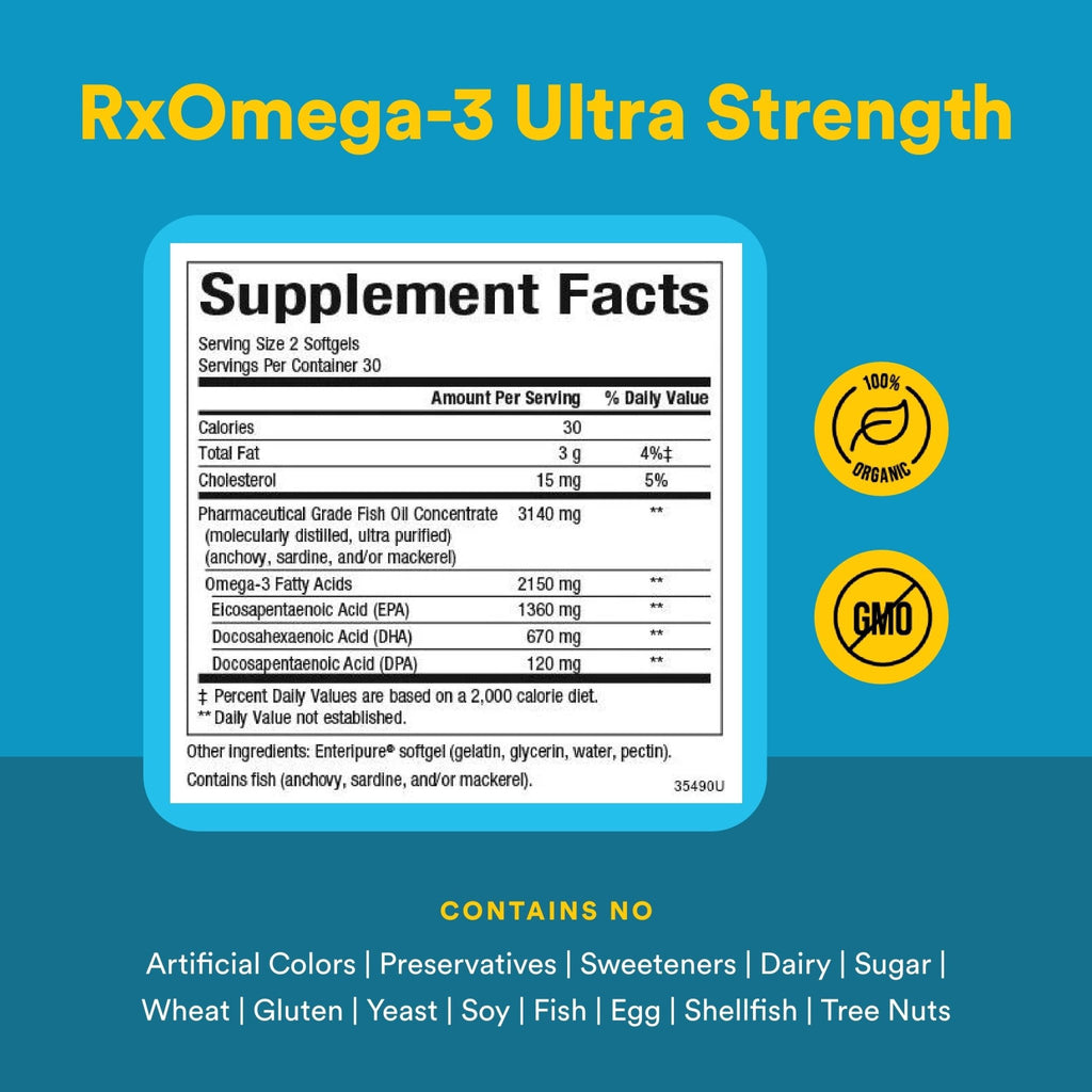 Natural Factors RxOmega-3 Ultra Strength - Brain & Heart Health Support - Eye Health Supplement with EPA & DHA - Supplement with Omega-3 Fatty Acids - 150 Softgels (75 Servings) - TrustMedUSA