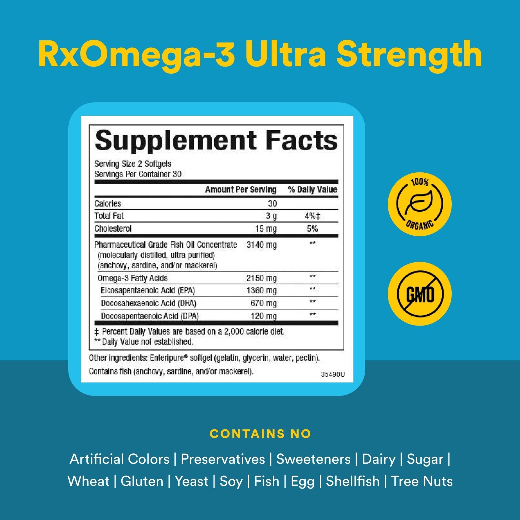 Natural Factors RxOmega-3 Ultra Strength - Brain & Heart Health Support - Eye Health Supplement with EPA & DHA - Supplement with Omega-3 Fatty Acids - 150 Softgels (75 Servings) - TrustMedUSA