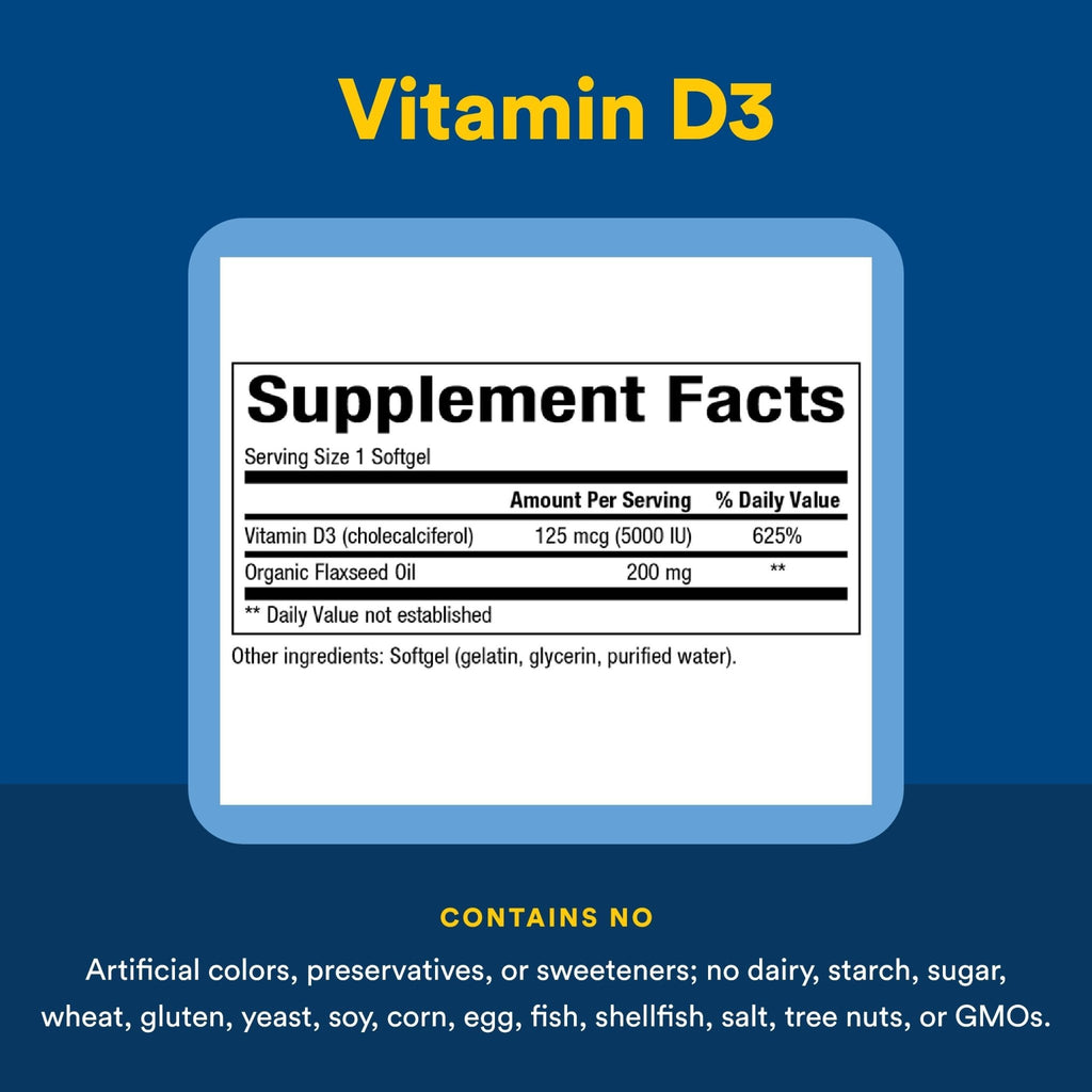 Natural Factors, Vitamin D3 5000 IU (125 mcg), Supports Strong Bones, Muscles and Immune Function, 360 Softgels - TrustMedUSA