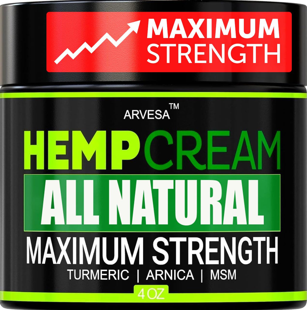 Natural Hemp Cream - Maximum Strength Gel - Hemp Cream with Arnica, MSM, Glucosamine, Menthol, Aloe, Turmeric, Boswellia - Fast Absorption, Non-Greasy, Lightweight - Advanced Formula - 4 oz - TrustMedUSA
