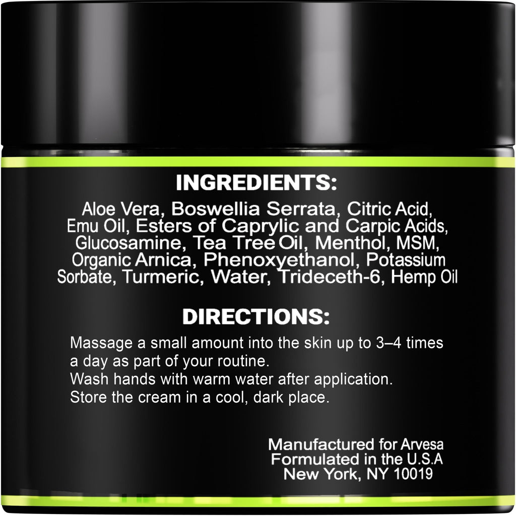 Natural Hemp Cream - Maximum Strength Gel - Hemp Cream with Arnica, MSM, Glucosamine, Menthol, Aloe, Turmeric, Boswellia - Fast Absorption, Non-Greasy, Lightweight - Advanced Formula - 4 oz - TrustMedUSA
