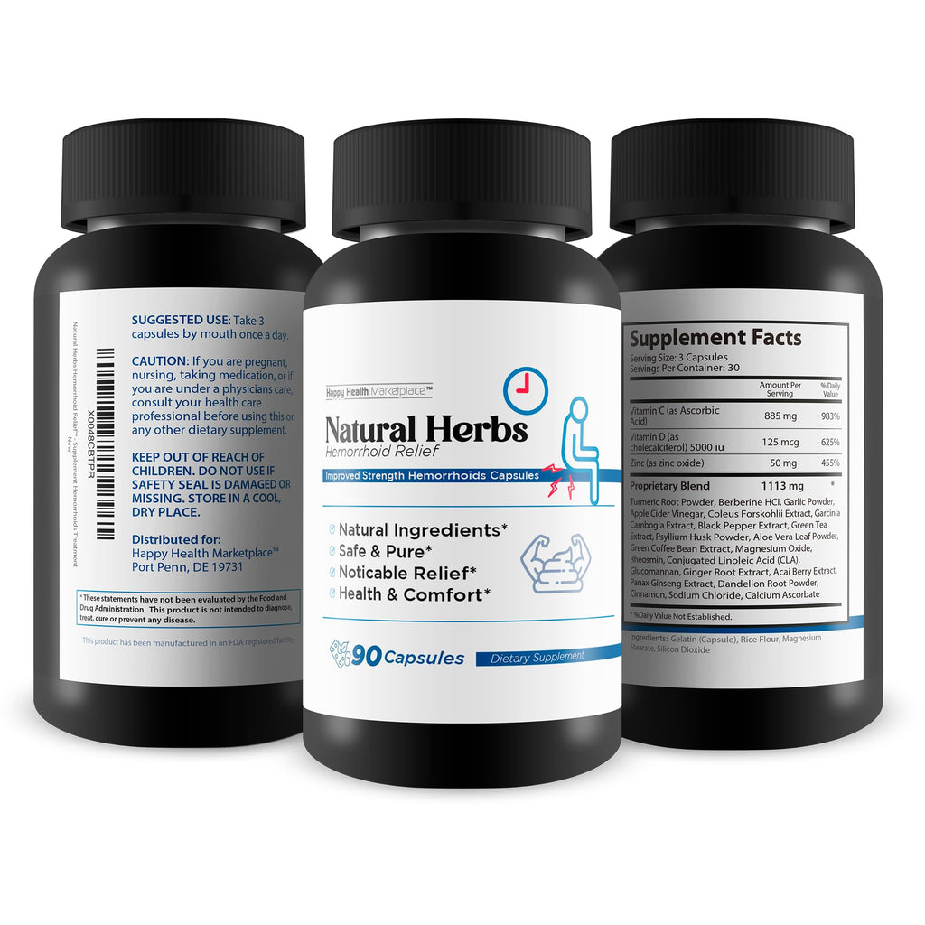 Natural Herbs Hemorrhoids Capsules - Our Best Hemorrhoid Relief Supplement - Premium Natural Herbs Strength Hemorrhoids Capsules - Hemorrhoids Natural Herbs Hemorrhoid Treatment Hemorrhoids Treatment - TrustMedUSA